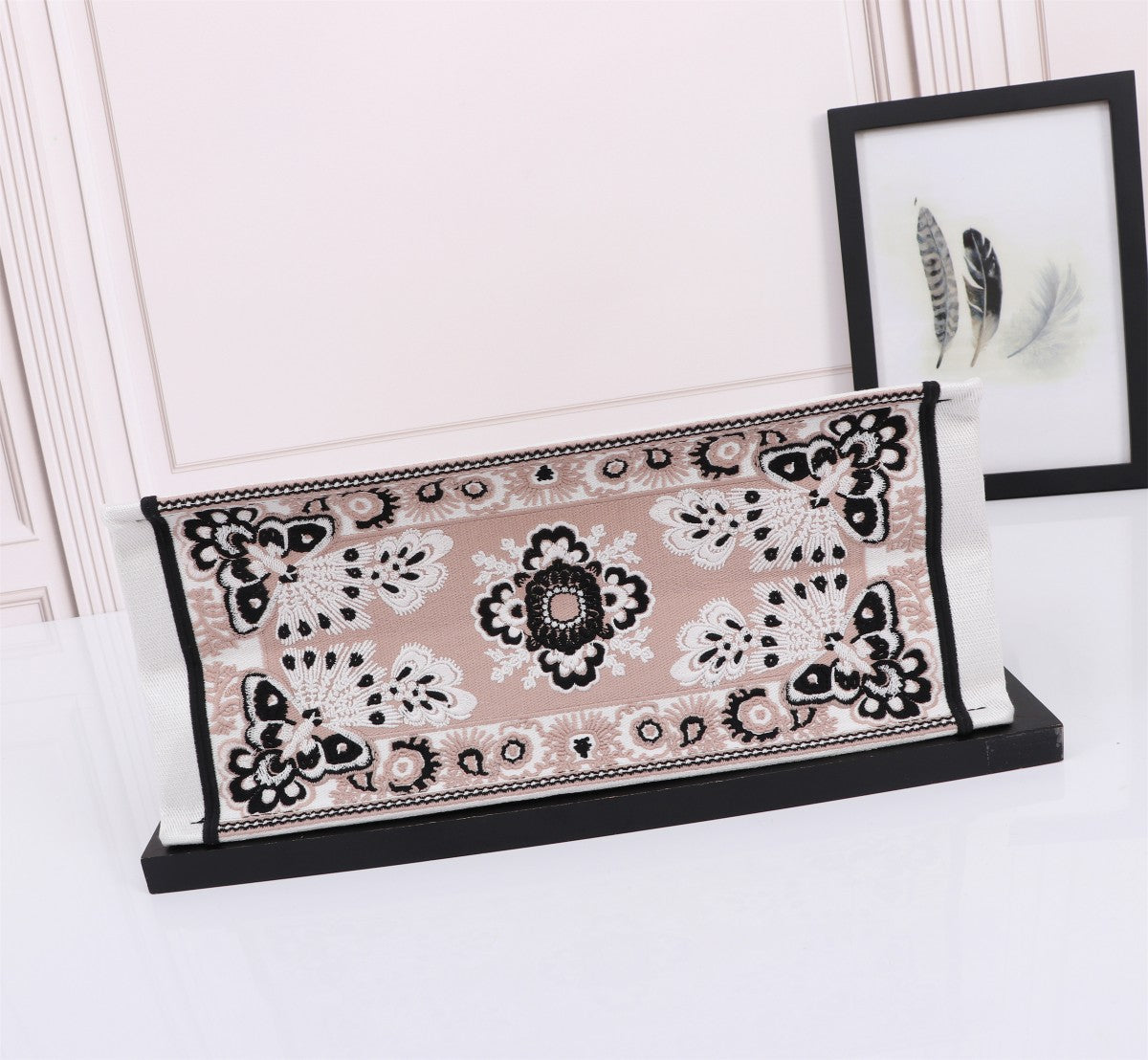 Christian Dior Large Book Tote Bag - Beige and Black Butterfly Embroidered Canvas