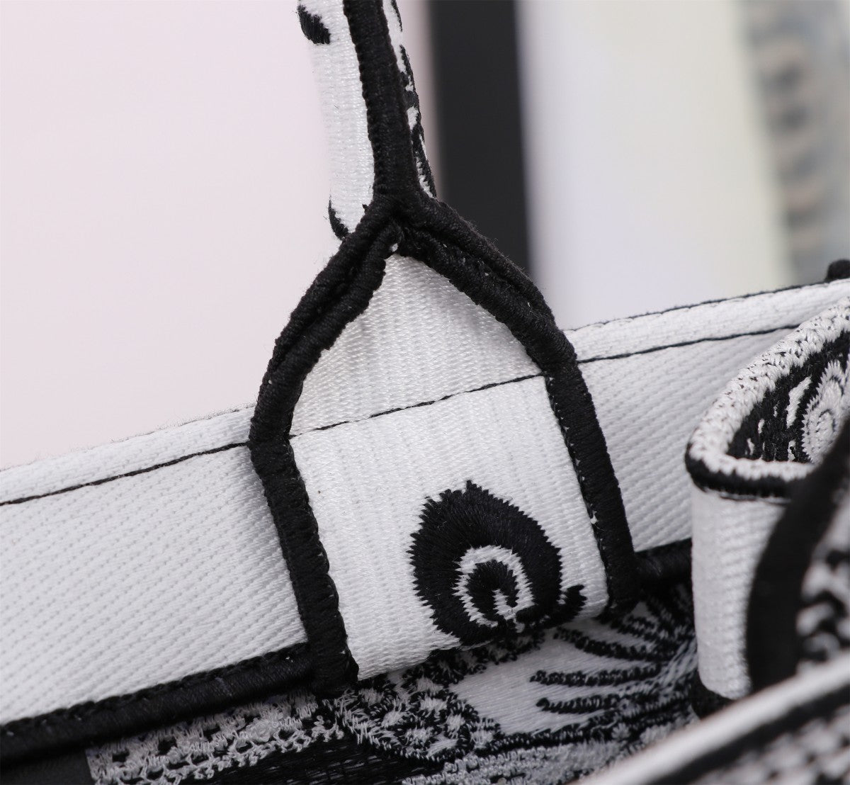 Christian Dior Black and White Embroidered Book Tote Bag