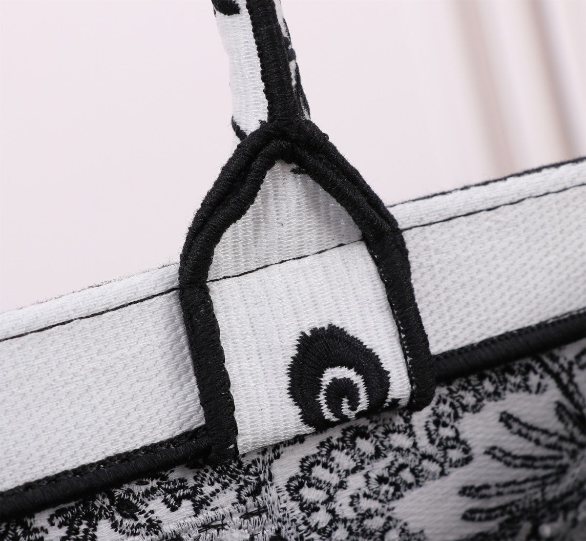 Christian Dior Book Tote Black and White Butterfly Embroidery