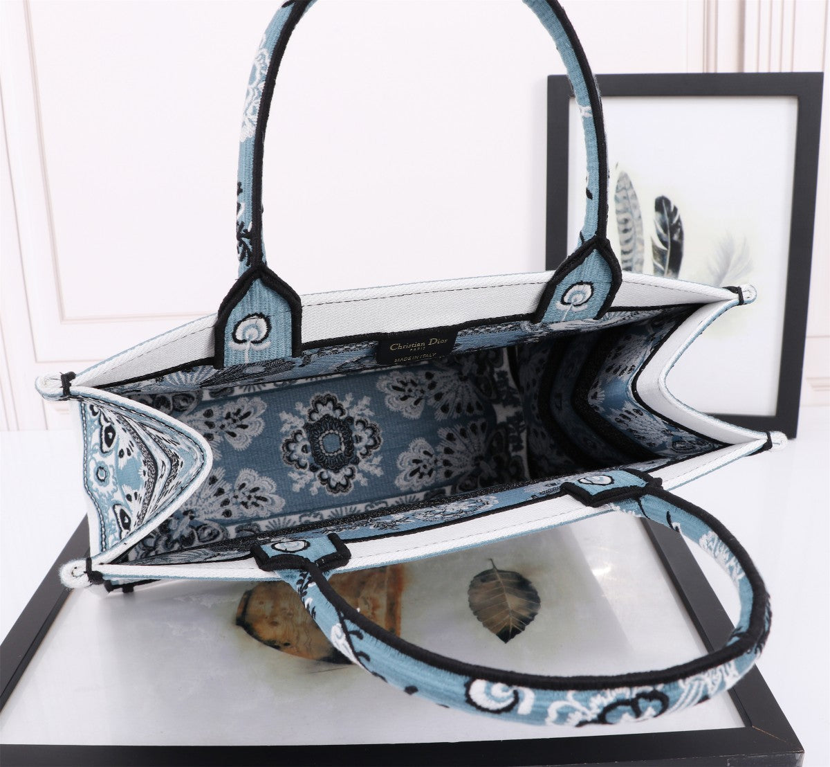 Christian Dior Medium Book Tote - Blue Butterfly Printed Canvas