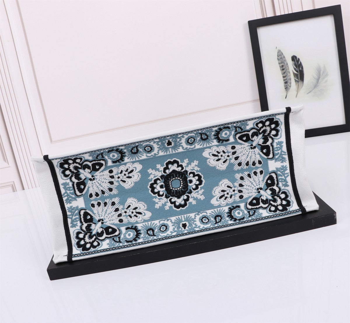 Christian Dior Medium Book Tote Blue Butterfly Embroidery