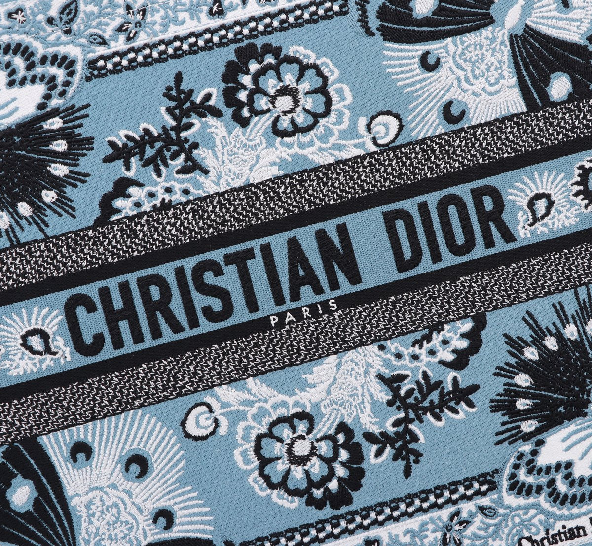 Christian Dior Medium Book Tote Blue Butterfly Embroidery