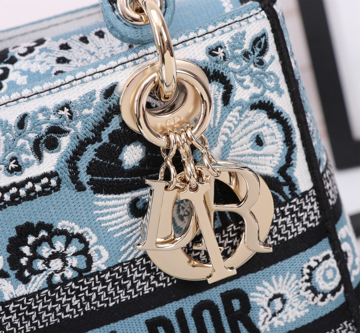 Christian Dior Lady D-Lite Bag - Blue Multi Butterfly Embroidery