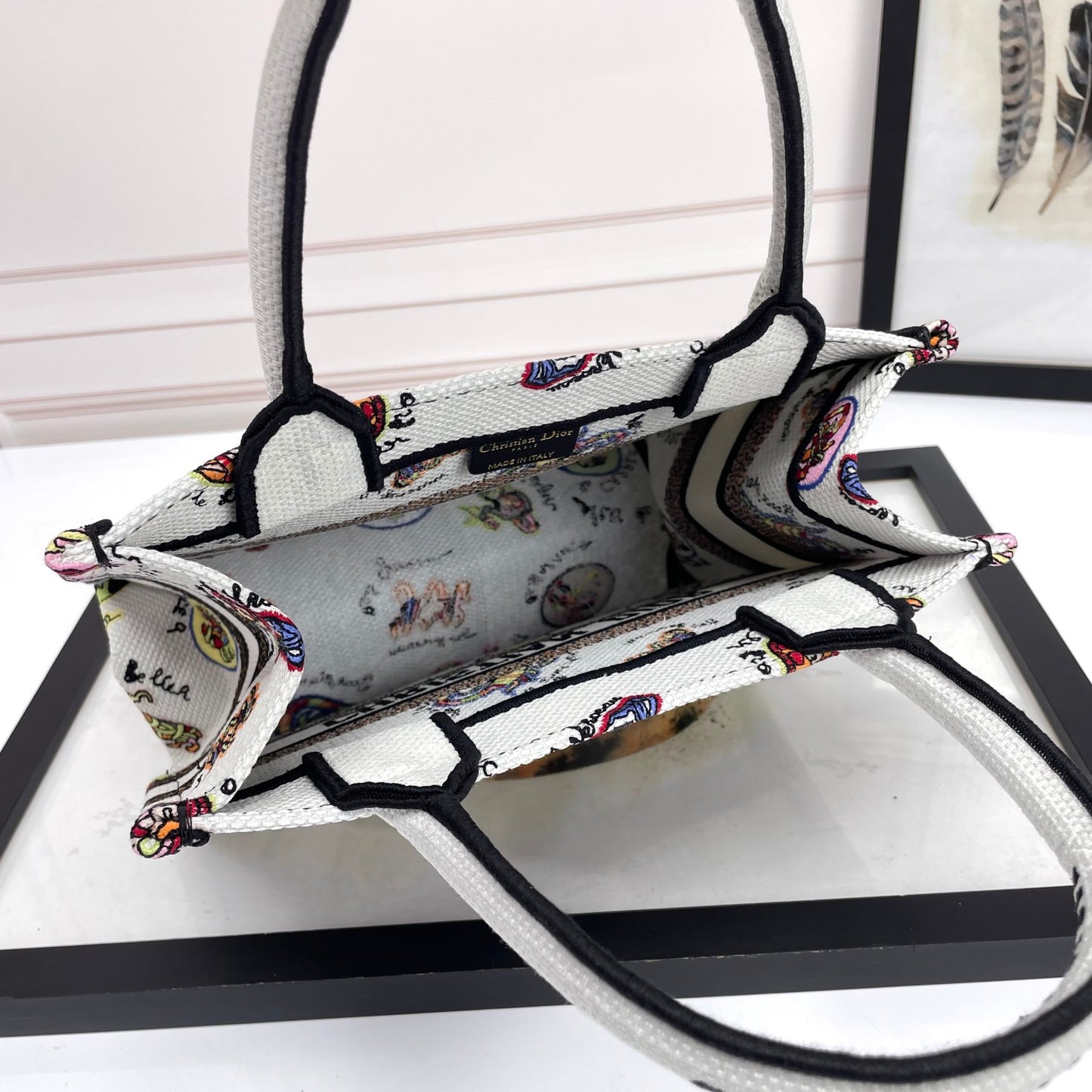 Christian Dior Book Tote Canvas Bag with Multi-Color Animal Print