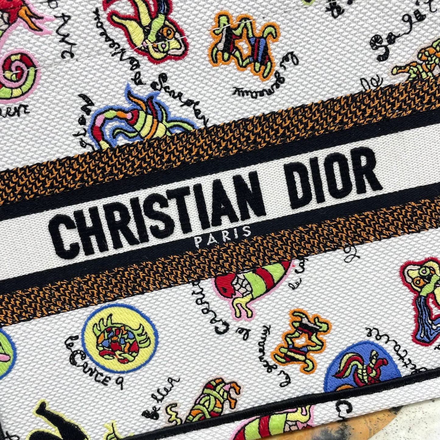 Christian Dior Book Tote Canvas Bag with Multi-Color Animal Print