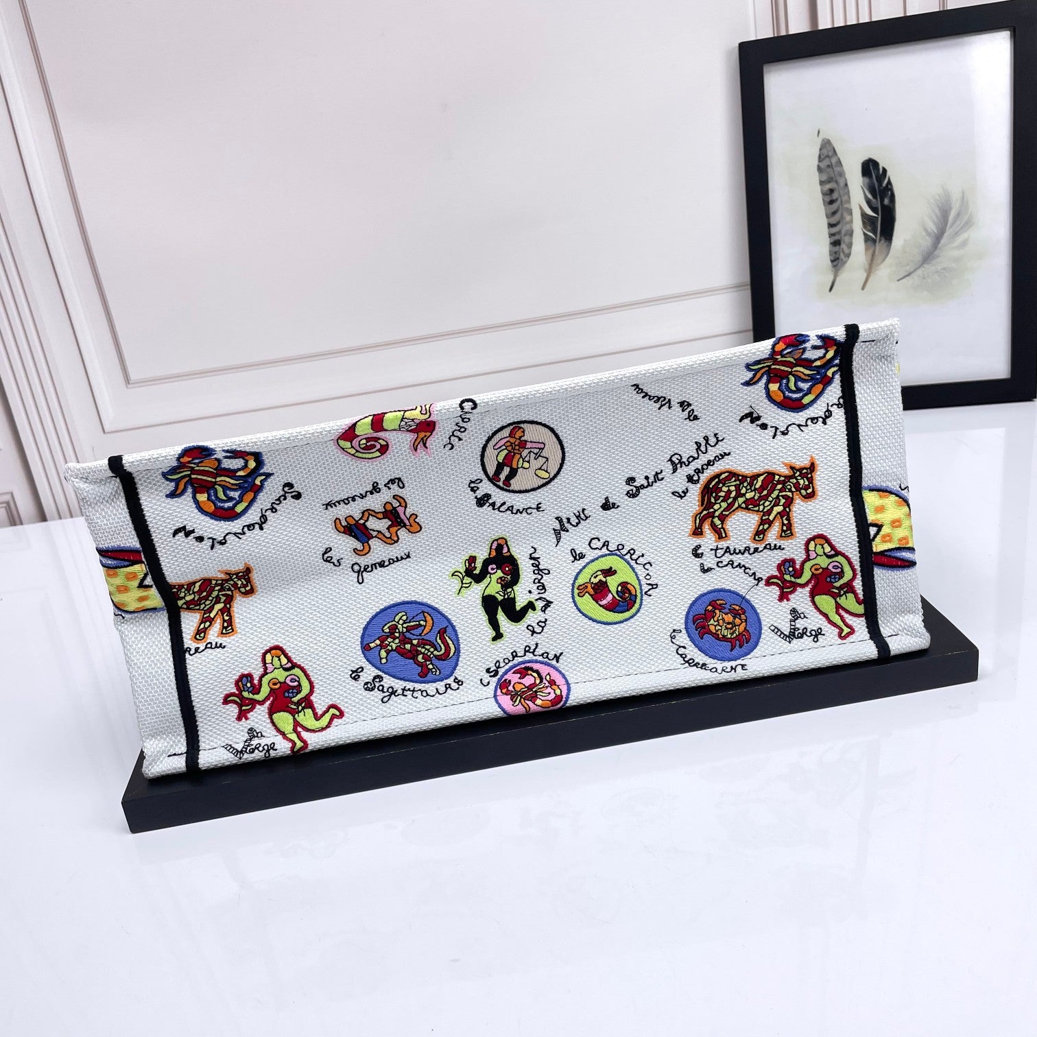Christian Dior Medium Book Tote Zodiac Embroidery Canvas Bag