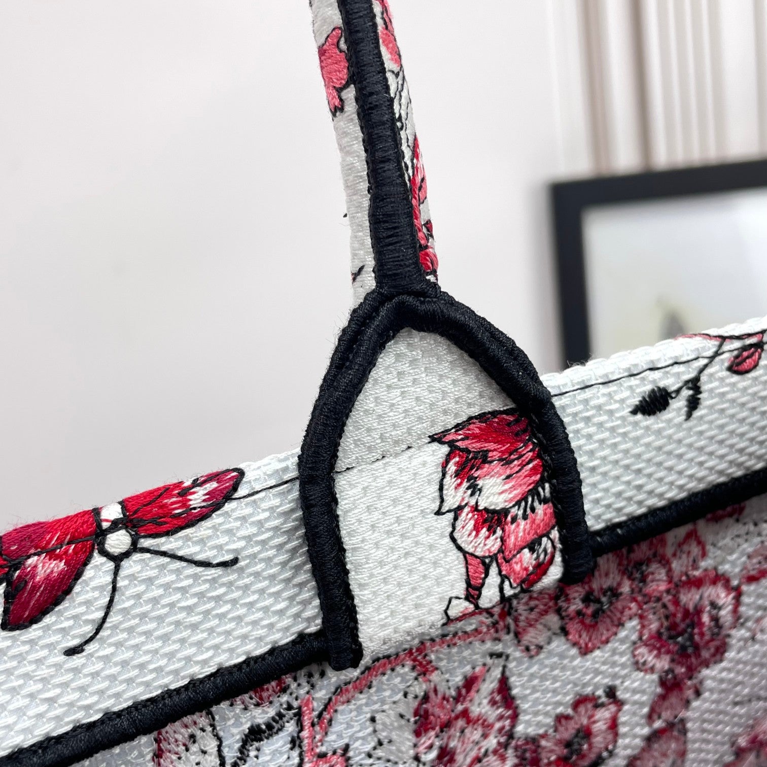 Christian Dior Book Tote - Heart Pattern Canvas Bag - Red and White