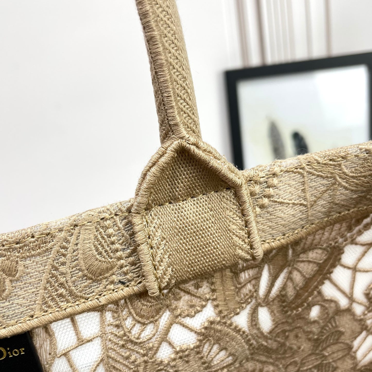 Christian Dior Medium Book Tote Beige Embroidered Canvas Tote Bag