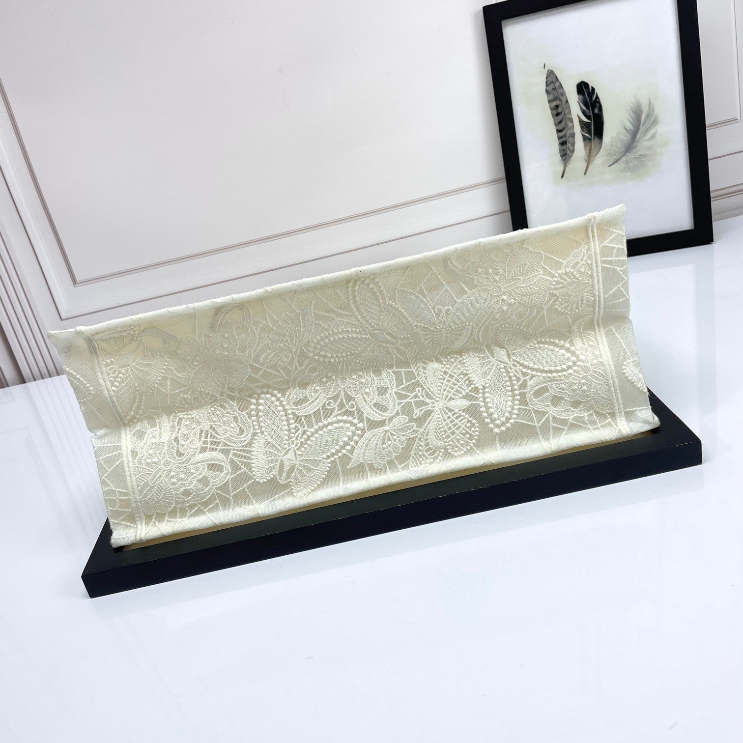 Christian Dior Large Book Tote - White Tone-on-Tone Embroidered Canvas