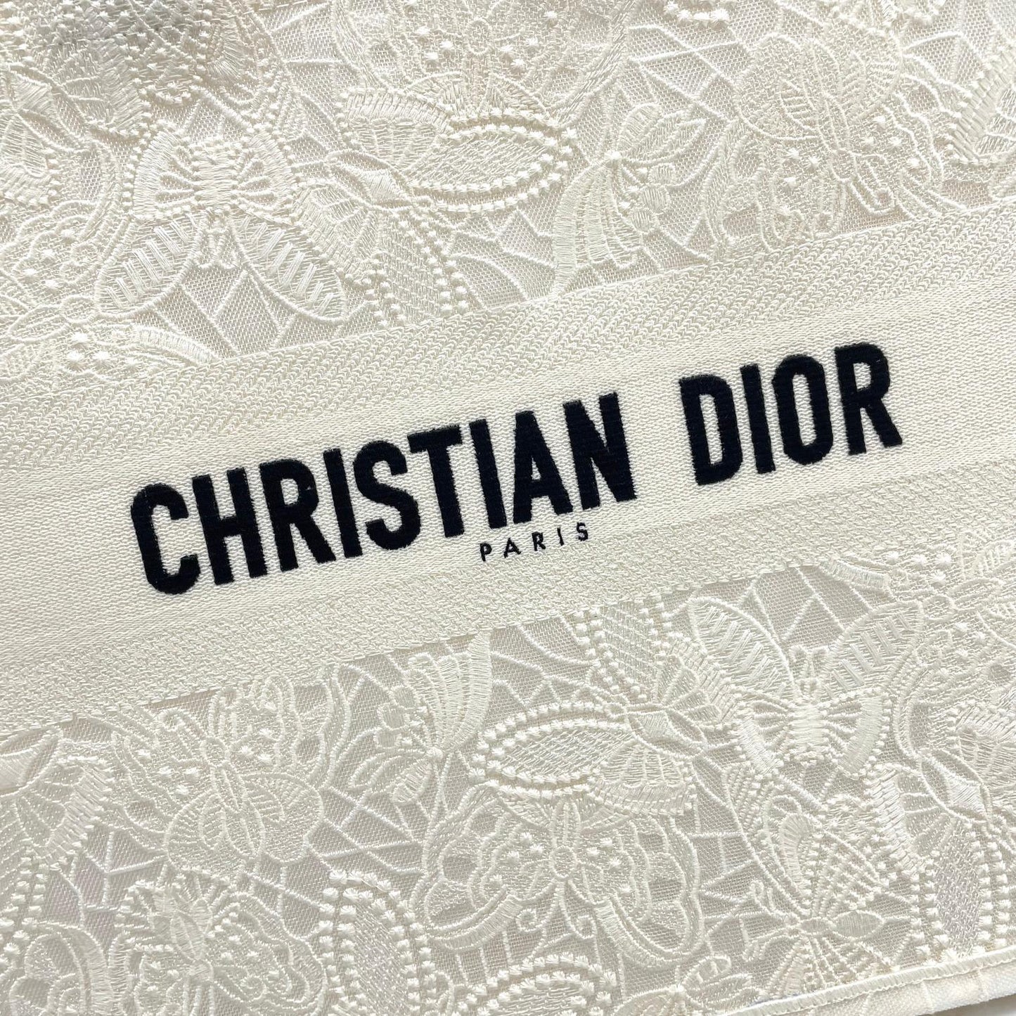 Christian Dior Large Book Tote White Embroidered Canvas Handbag