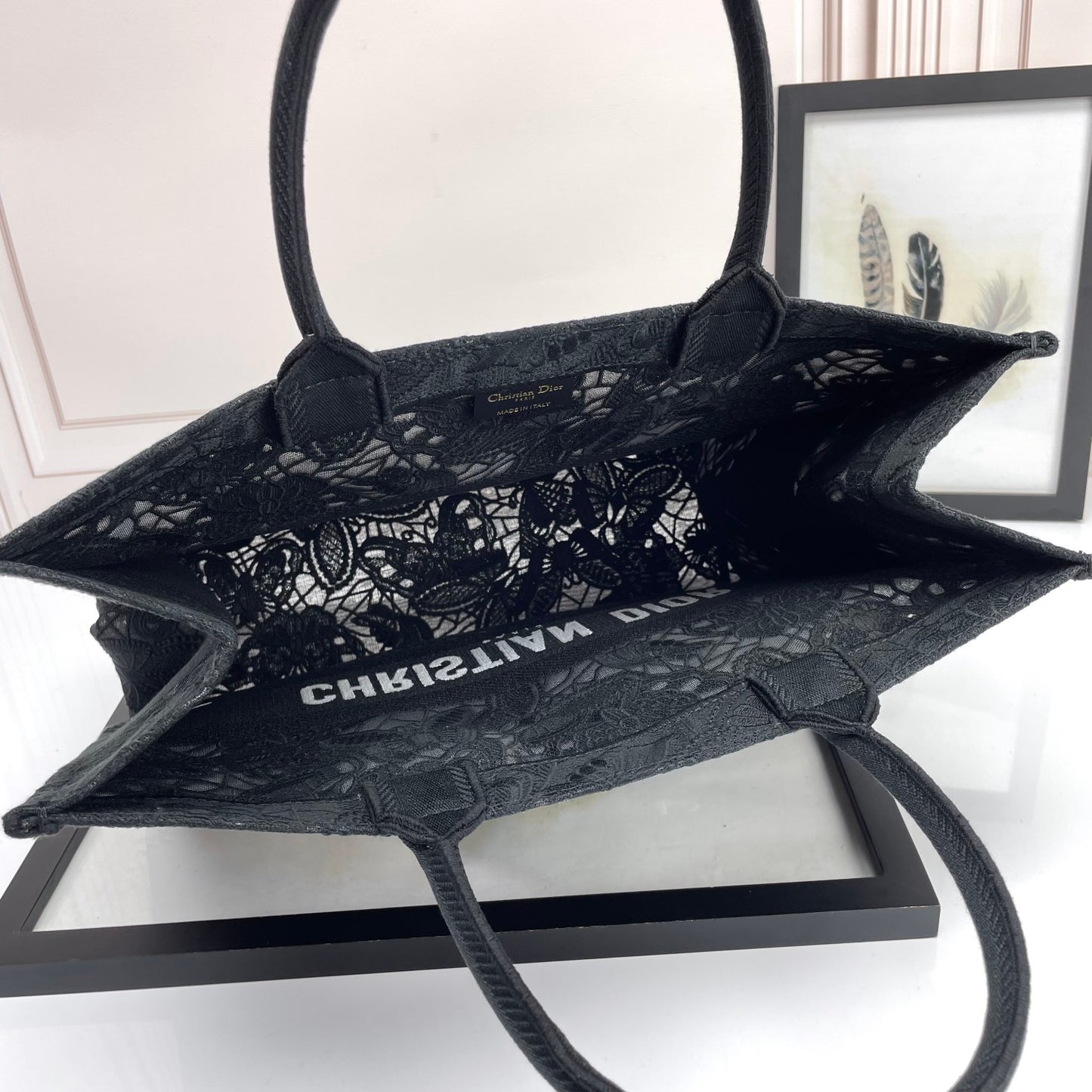 Christian Dior Book Tote Black Butterfly Embroidered Canvas Bag