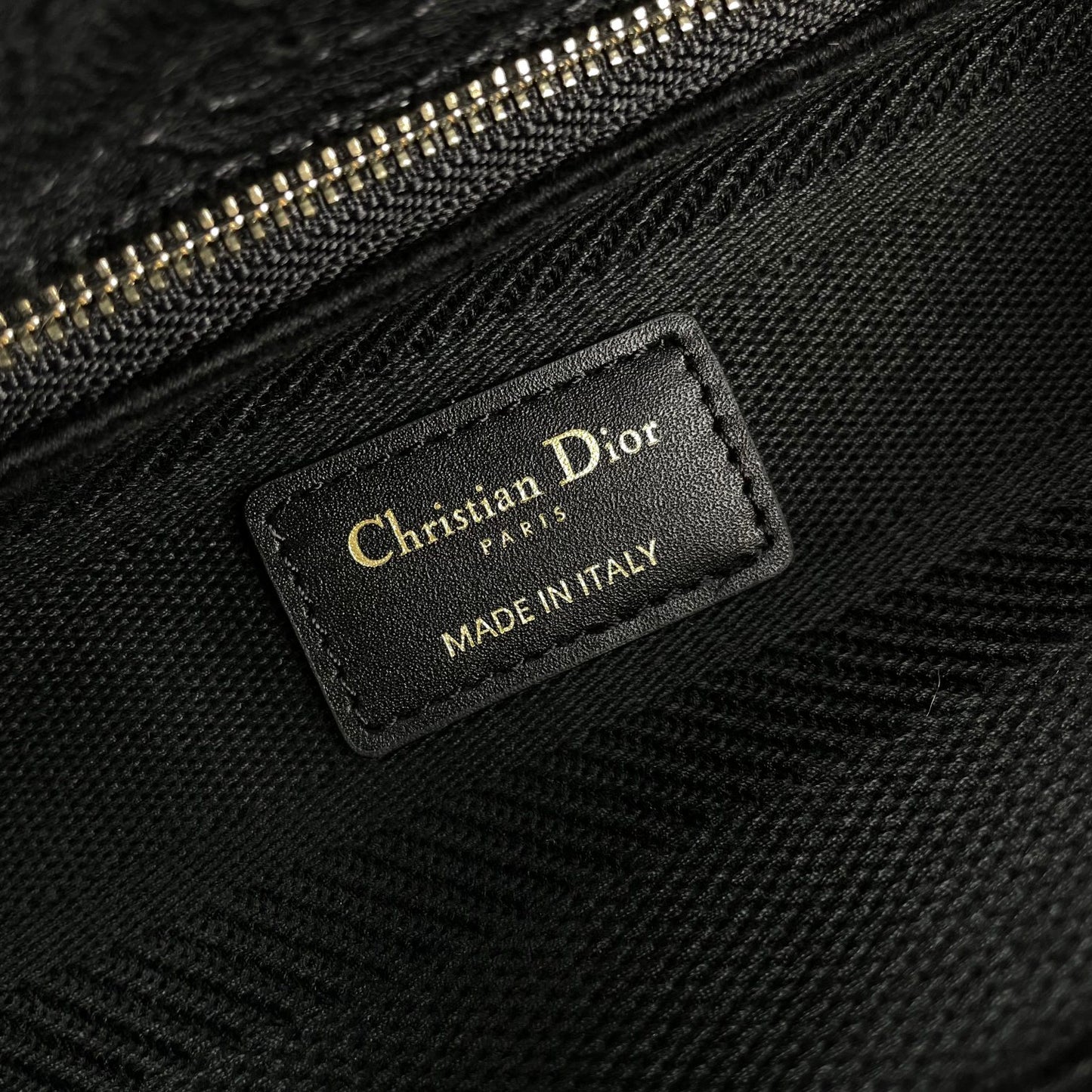 Christian Dior Lady D-Lite Bag Black Embroidered Cannage Medium