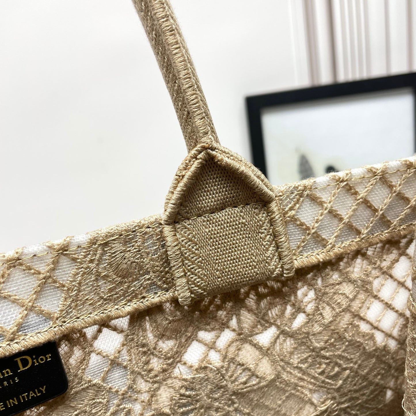 Christian Dior Medium Book Tote Bag with Butterfly Embroidery - Beige Canvas