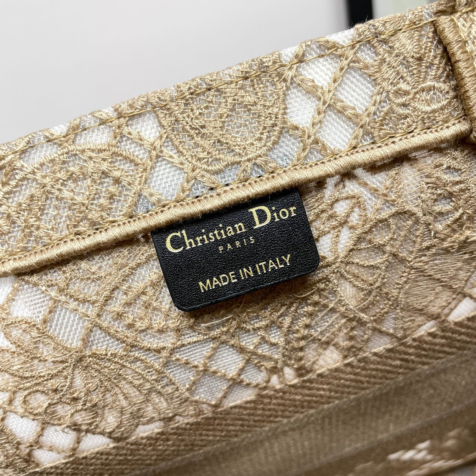 Christian Dior Butterfly Embroidered Book Tote Bag - Beige Canvas