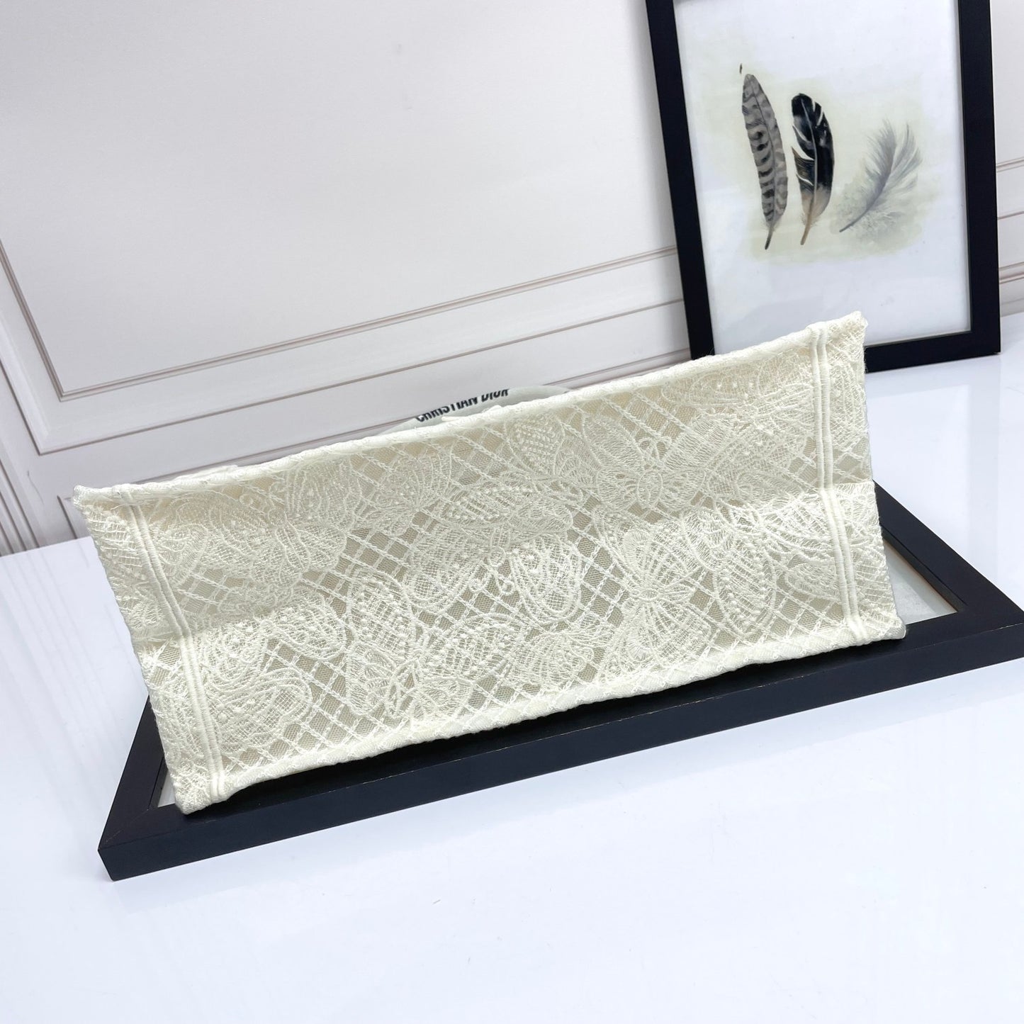 Christian Dior Medium Book Tote - White Butterfly Embroidery Canvas Bag