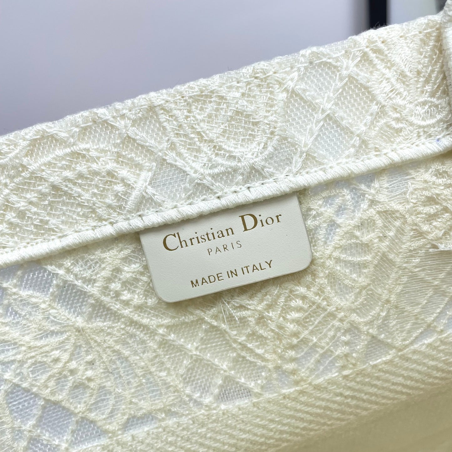 Christian Dior Medium Book Tote - White Butterfly Embroidery Canvas Bag