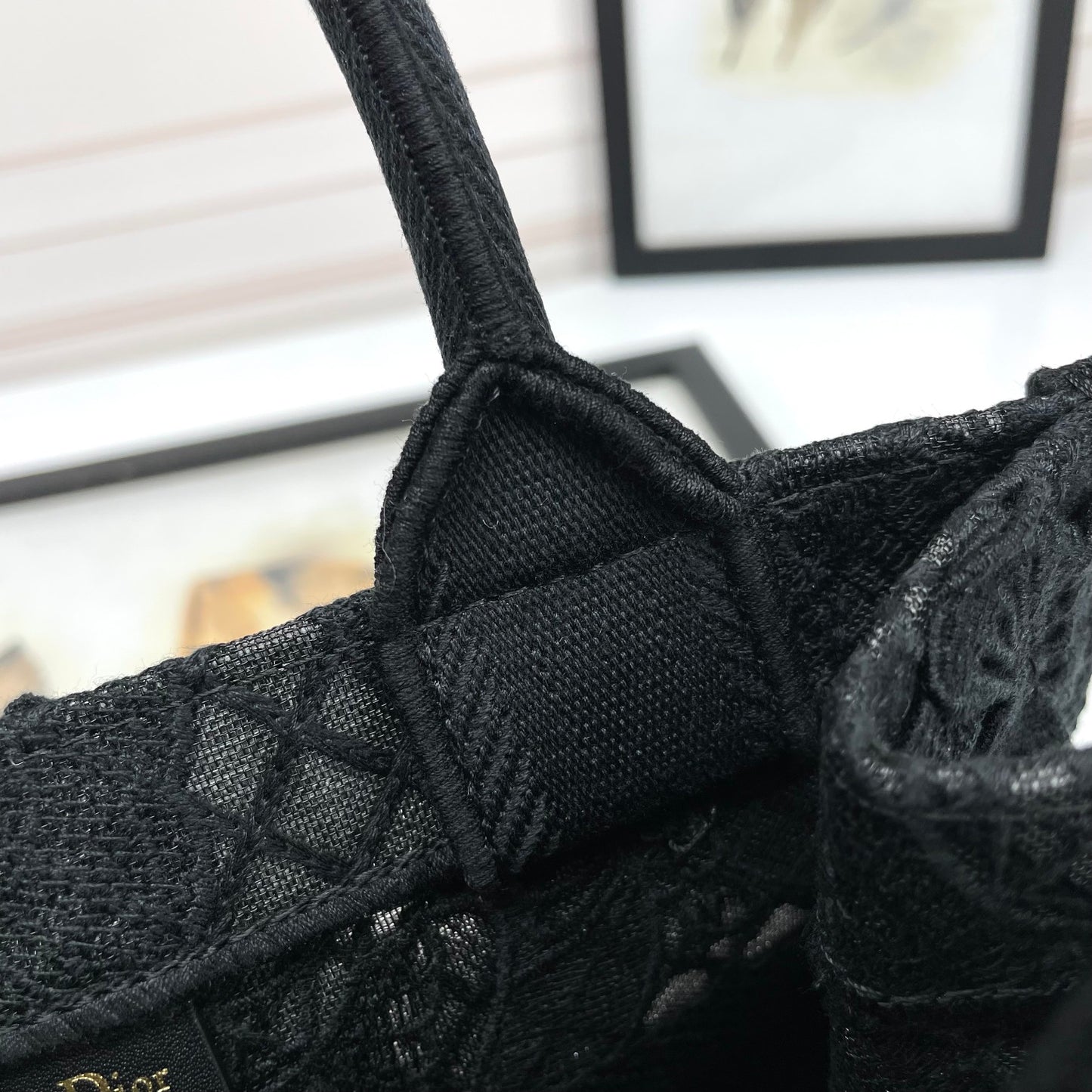 Christian Dior Small Book Tote Bag in Black Embroidered Canvas with Butterflies