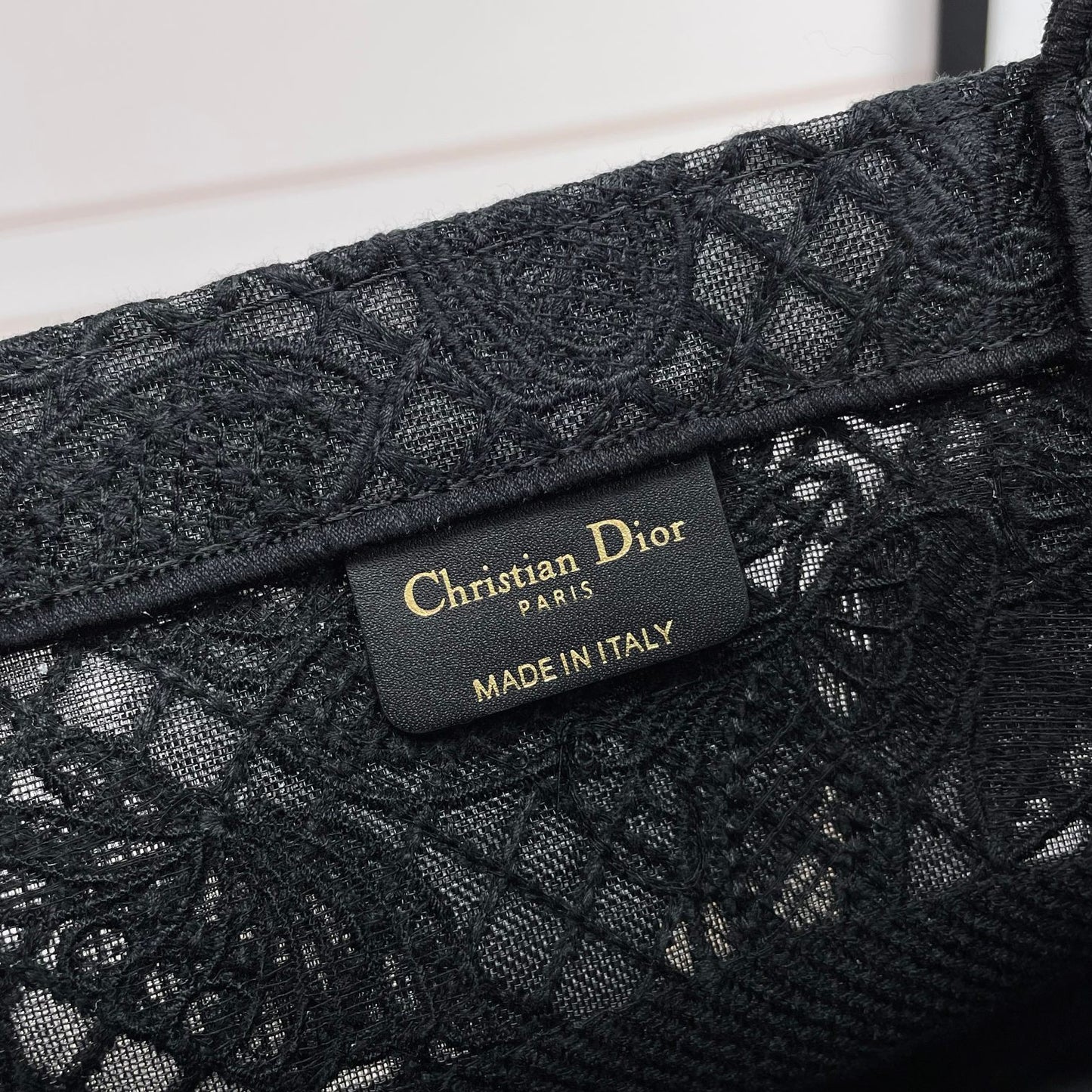 Christian Dior Black Butterfly Embroidered Canvas Book Tote Bag