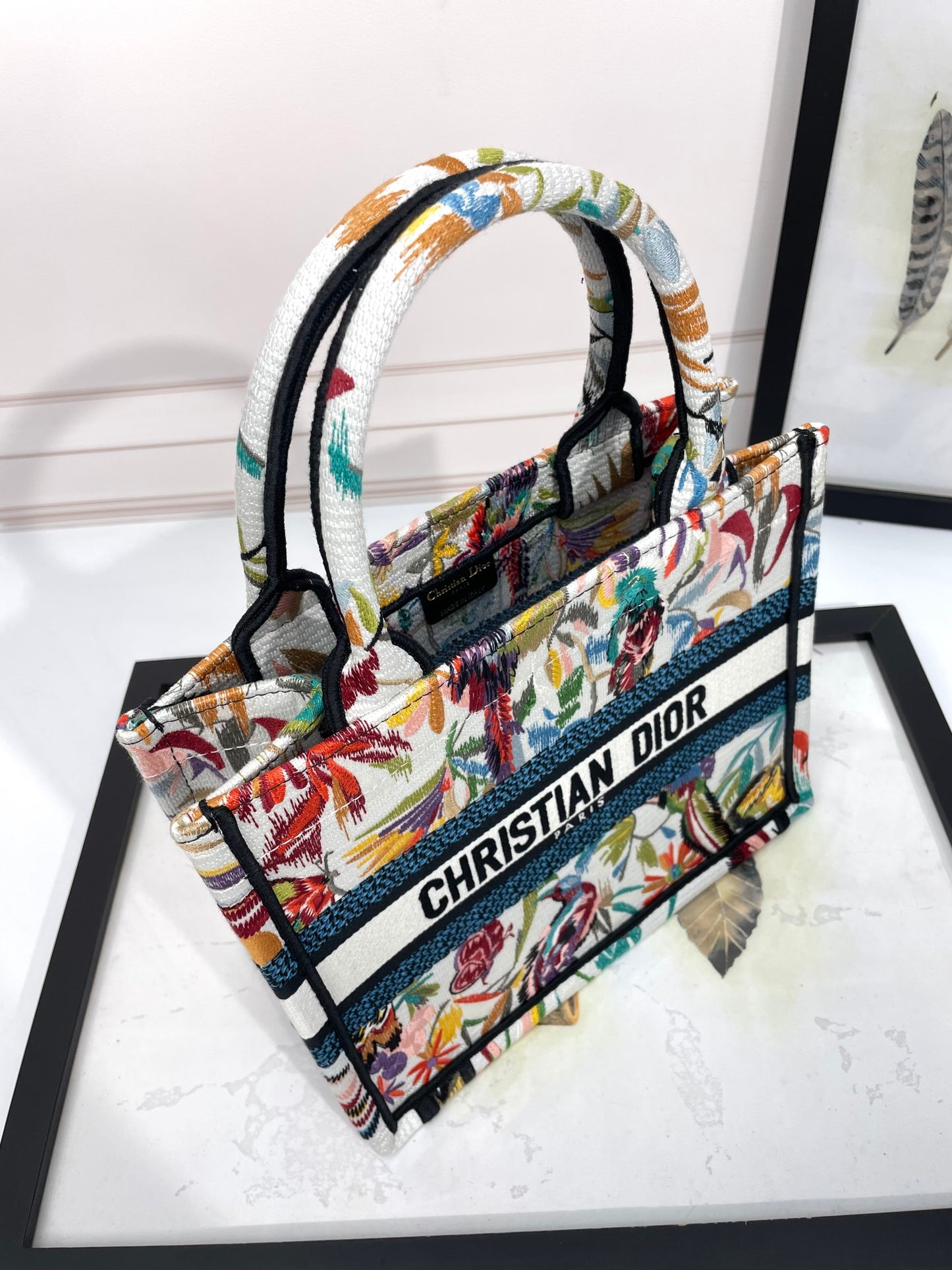 Christian Dior Medium Book Tote Bag - Tropical Floral Embroidered Canvas
