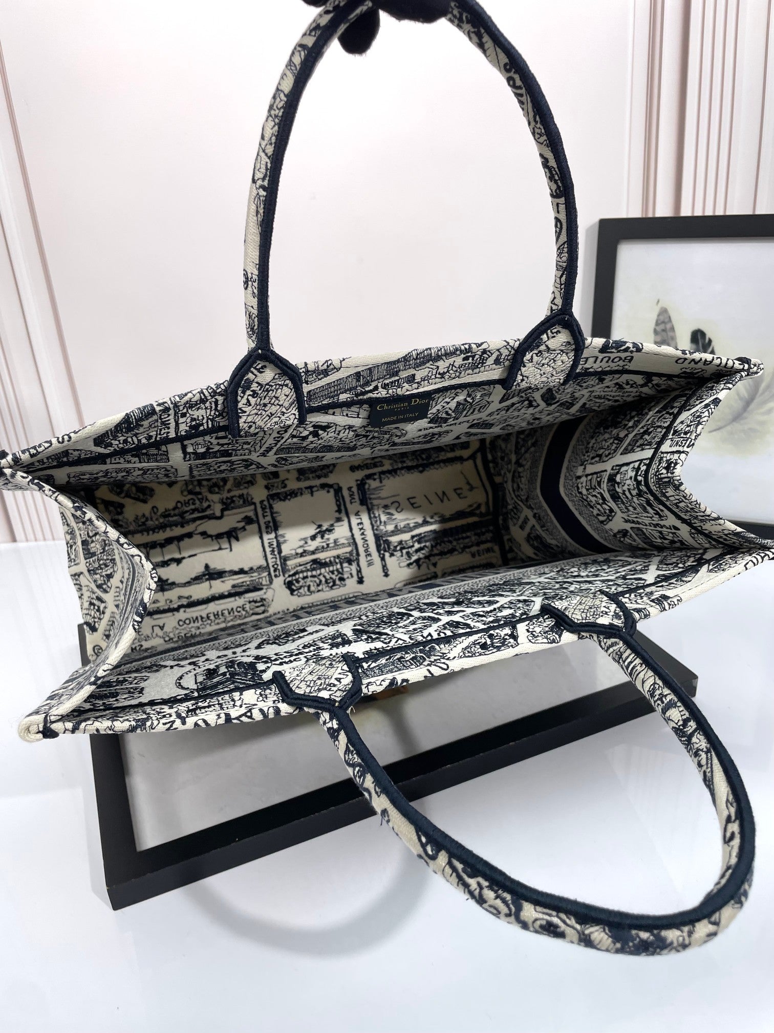 Christian Dior Large Book Tote Bag in Plan de Paris Embroidery - Luxury Designer Handbag