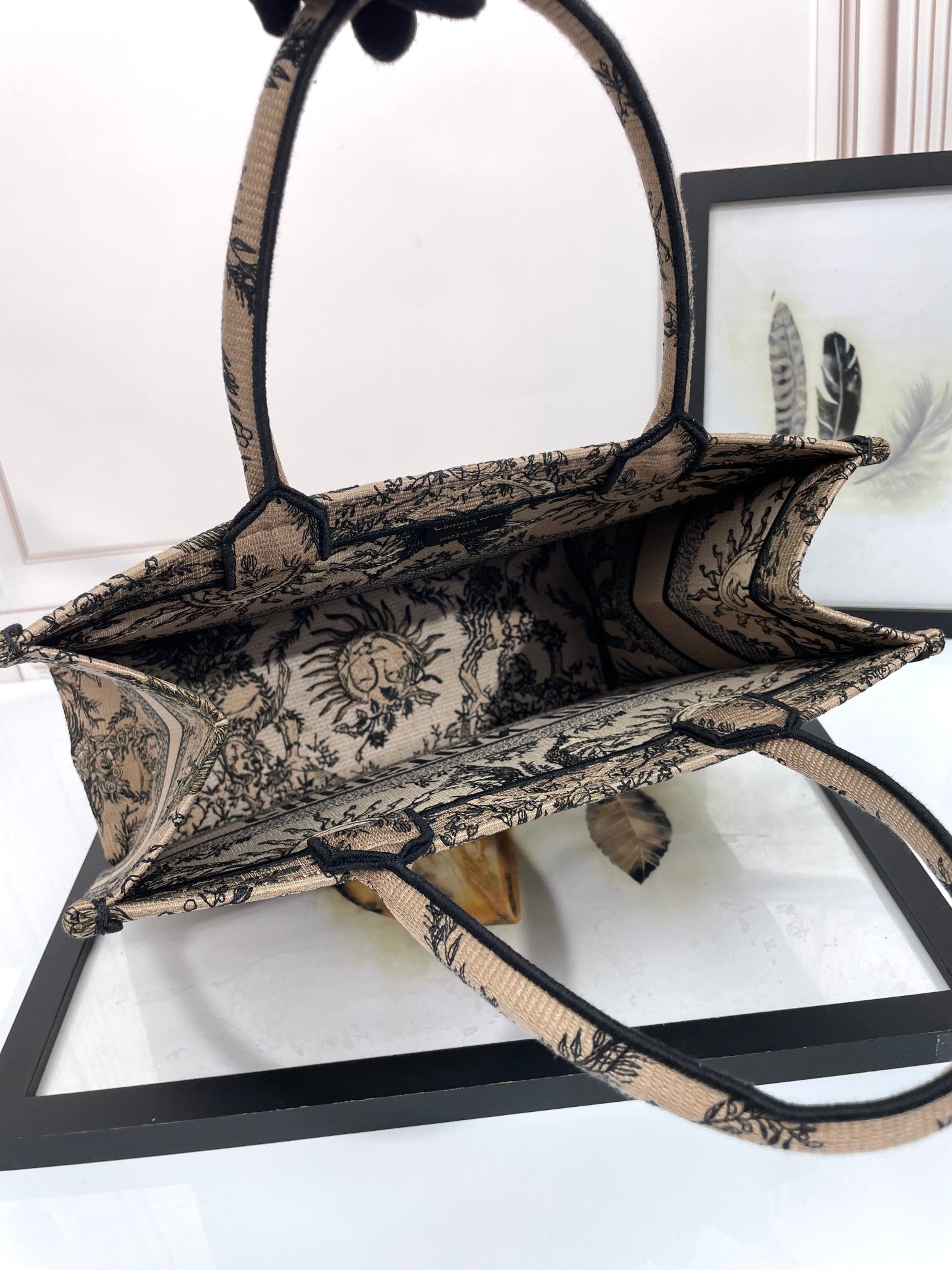 Christian Dior Medium Book Tote Bag with Celestial Sun Embroidery