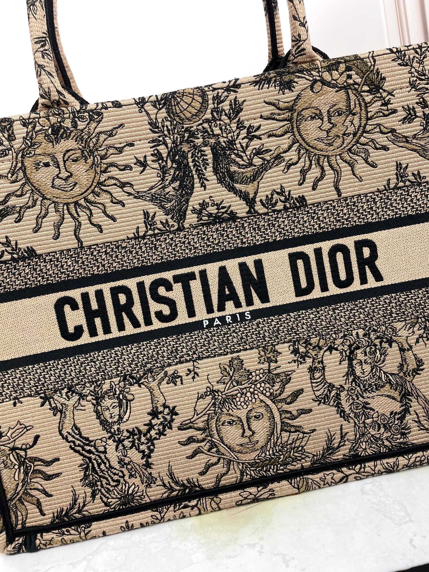 Christian Dior Medium Book Tote Bag with Celestial Sun Embroidery