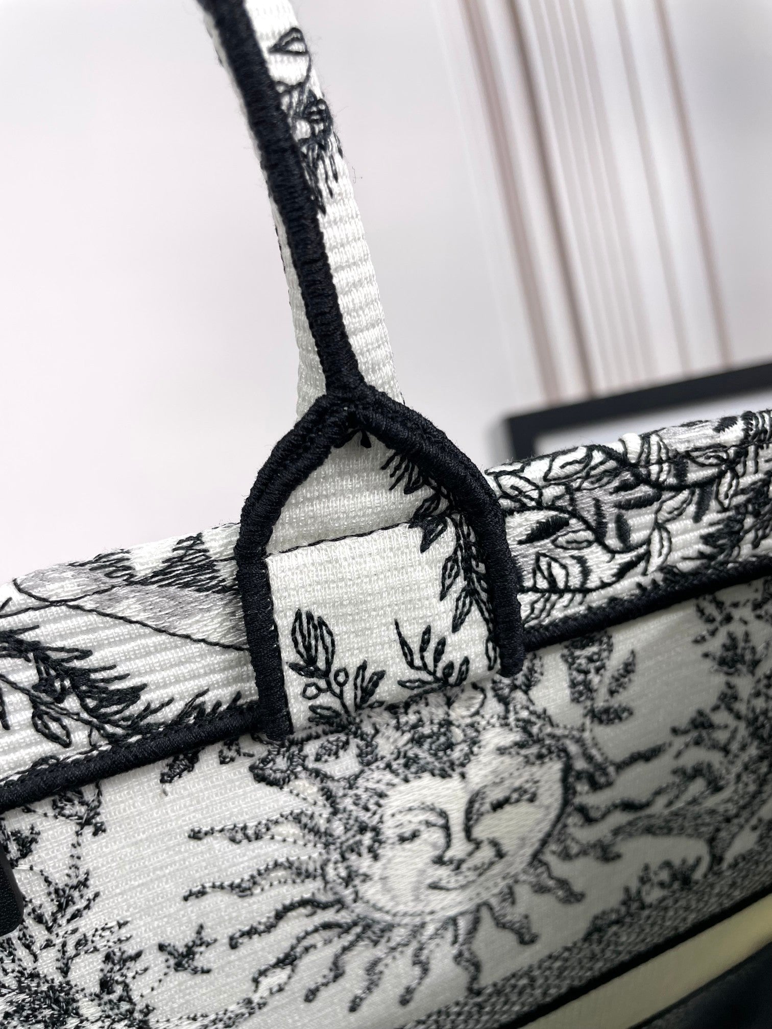 Christian Dior Large Book Tote Black and White Zodiac Embroidery