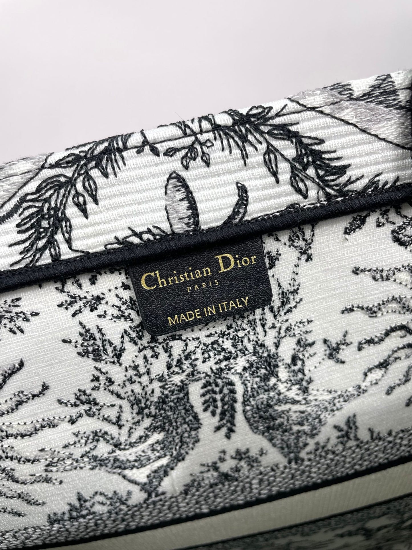 Christian Dior Medium Book Tote - Black and White Toile de Jouy Soleil Canvas