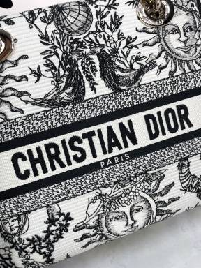 Christian Dior Lady D-Lite Bag - White and Black Zodiac Embroidery