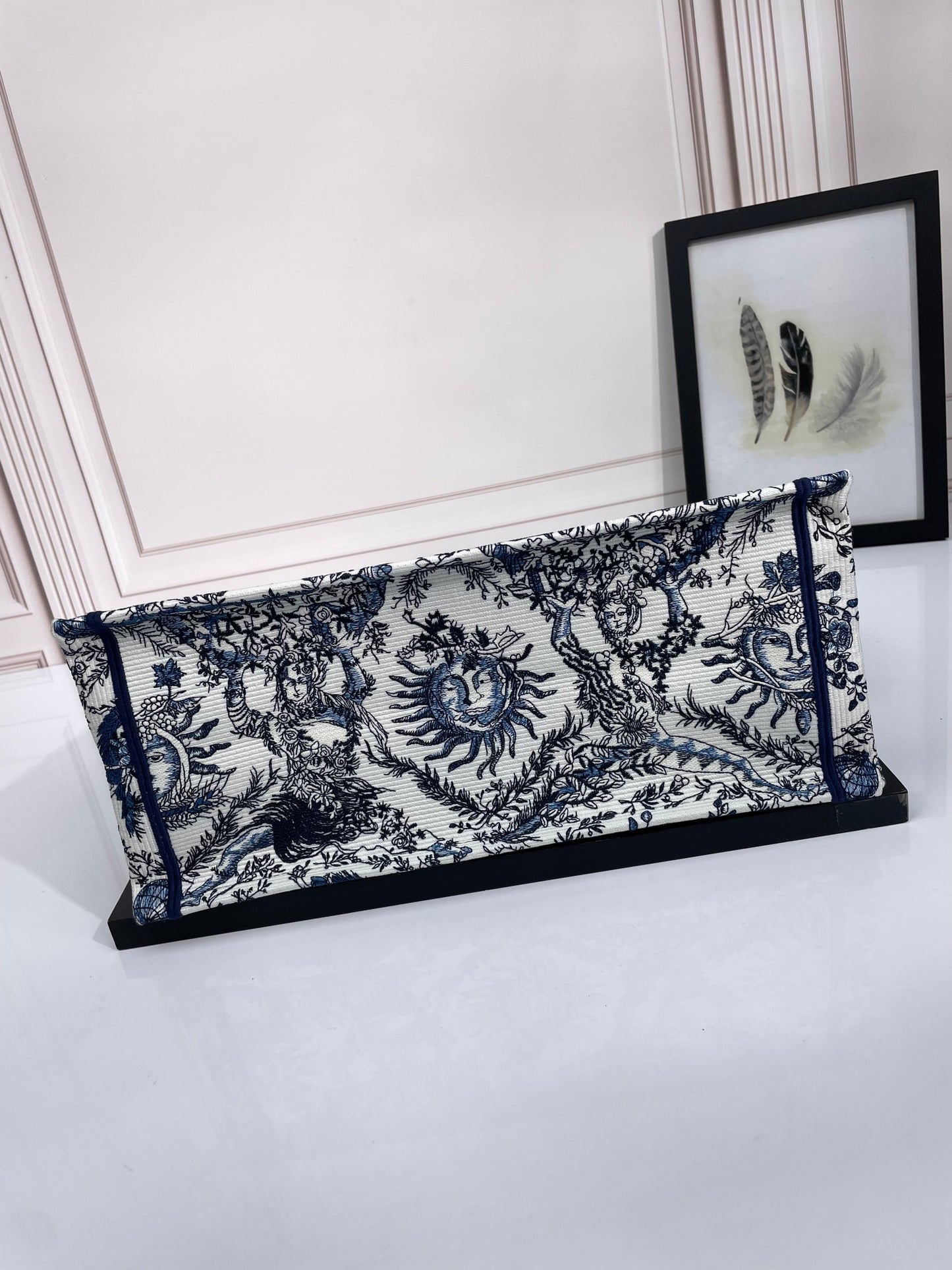 Christian Dior Book Tote Blue Toile de Jouy Soleil Embroidery Bag