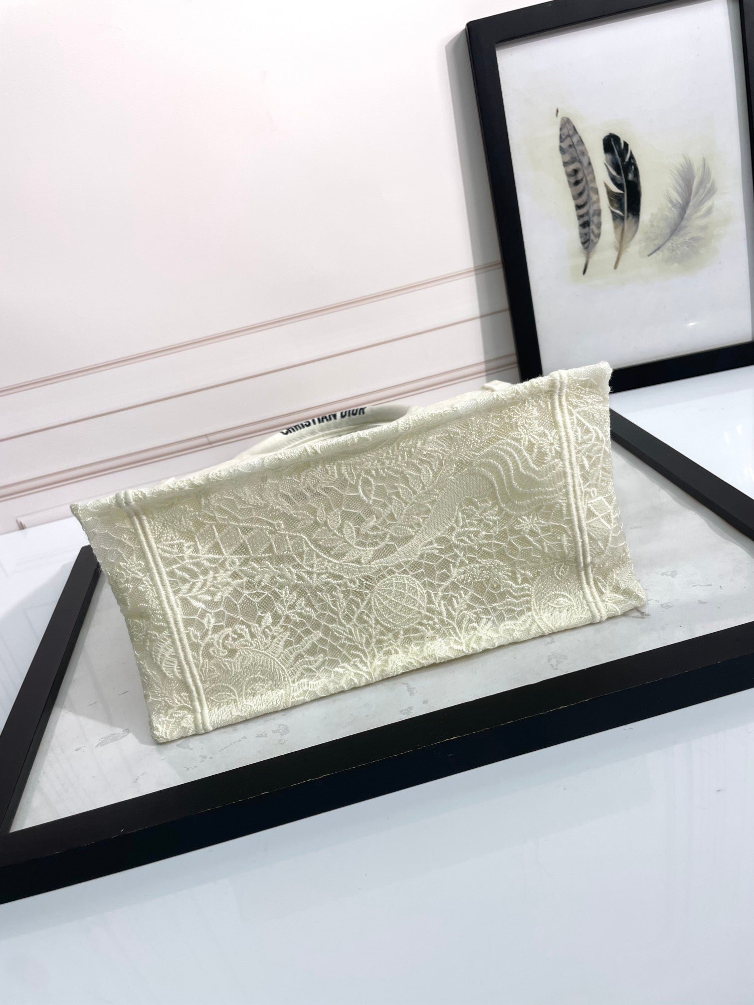 Christian Dior Medium Book Tote - Beige and White Toile de Jouy Canvas