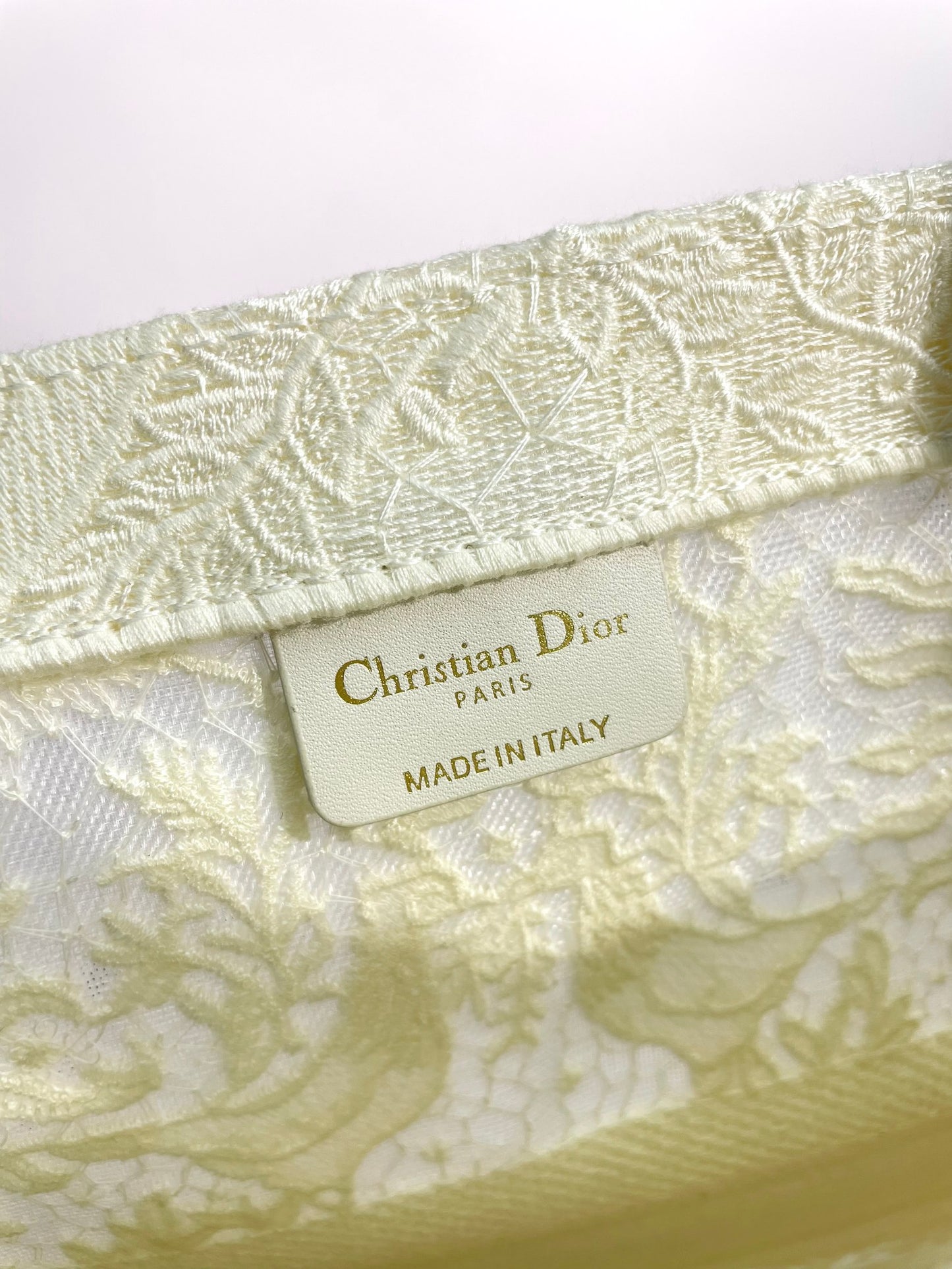 Christian Dior Large Book Tote Bag - Beige Embroidered Canvas