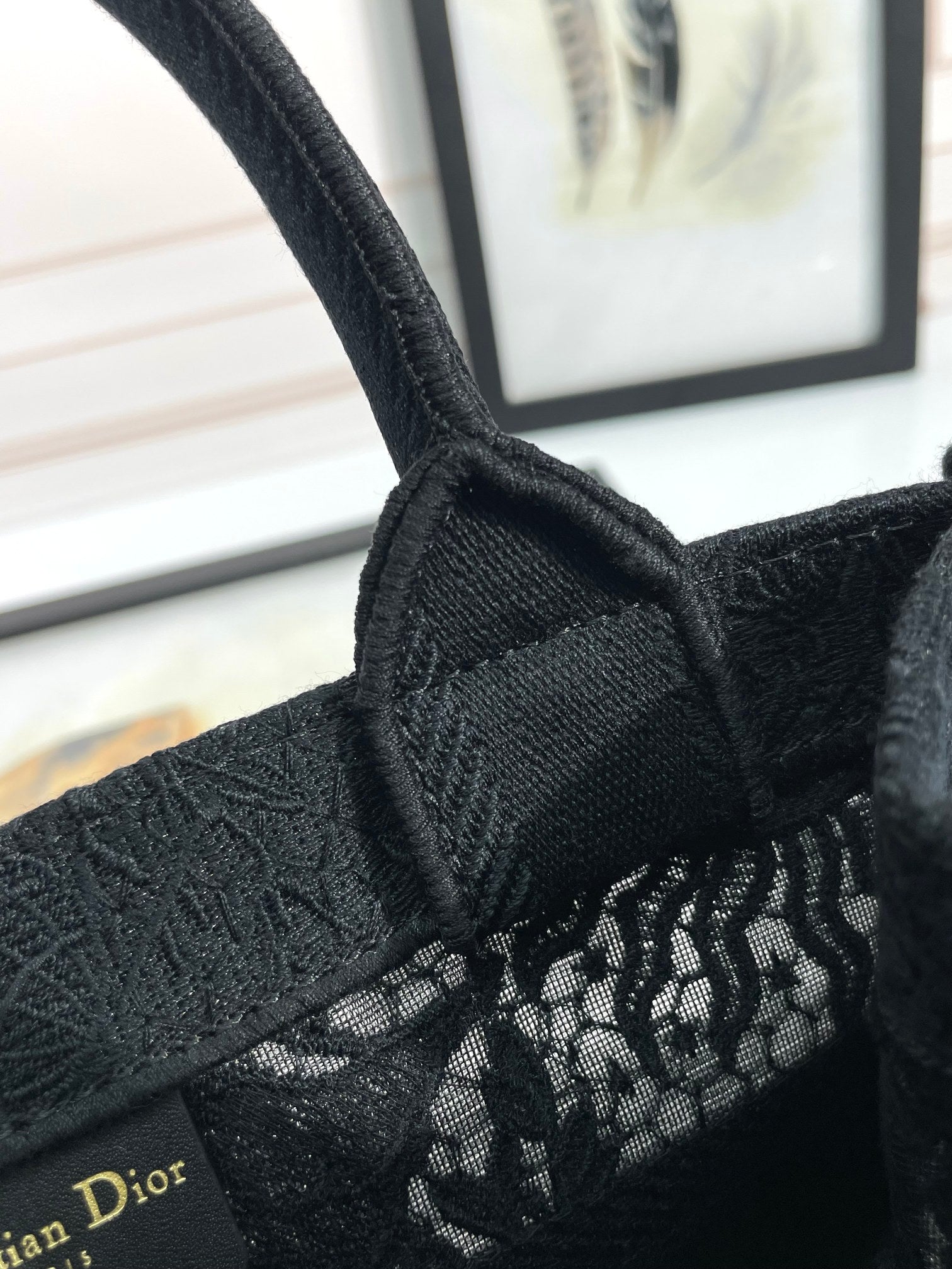 Christian Dior Book Tote - Black Toile de Jouy Reverse Embroidery - Medium