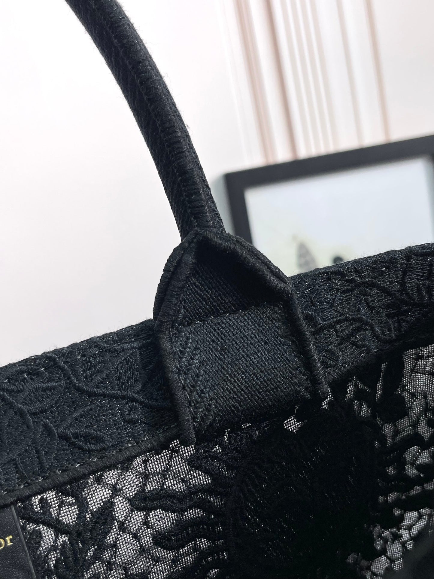 Christian Dior Black Embroidered Book Tote Bag