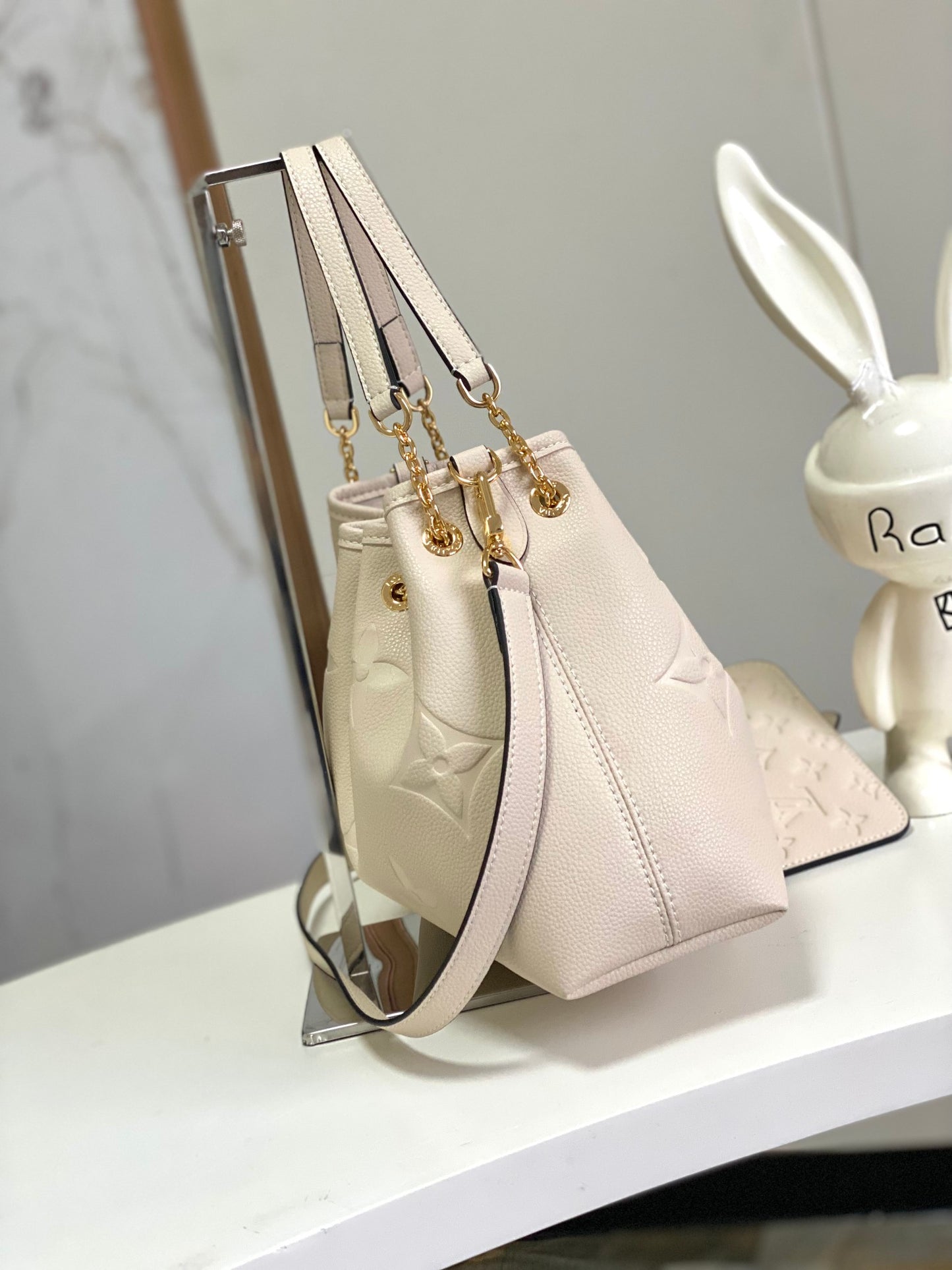 Louis Vuitton Muria Bucket Bag Monogram Mahina Perforated Leather Cream