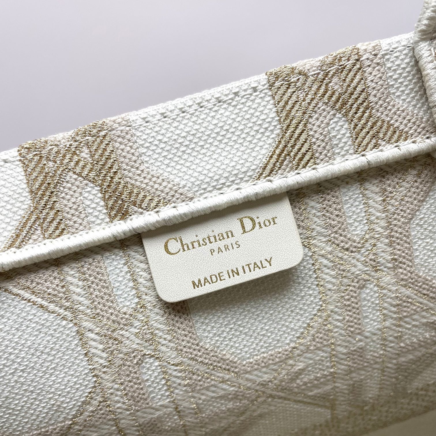 Christian Dior Medium Book Tote - Beige Embroidered Cannage Canvas