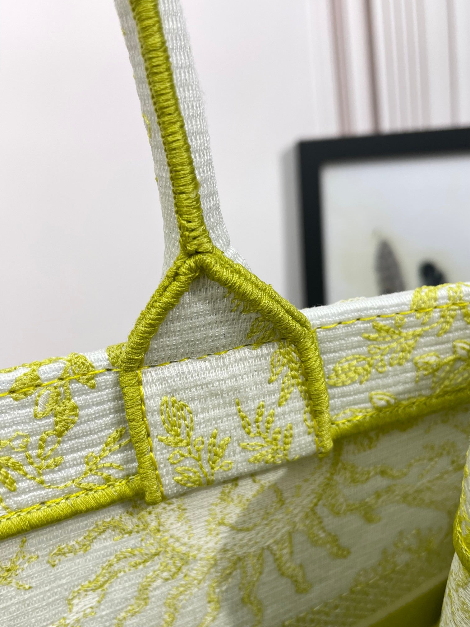 Christian Dior Large Book Tote Yellow Toile de Jouy Zodiac Embroidery Canvas Bag