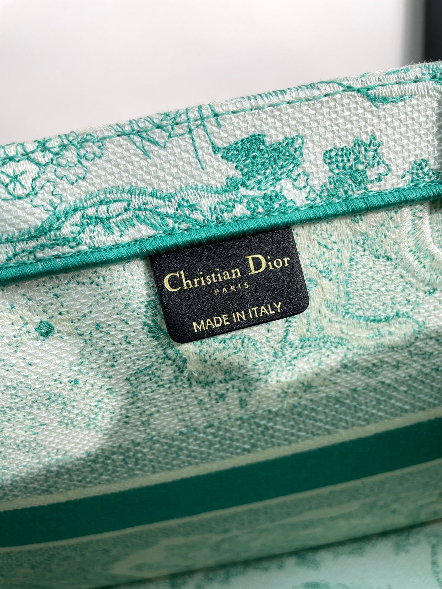 Christian Dior Book Tote - Green Toile de Jouy Embroidery