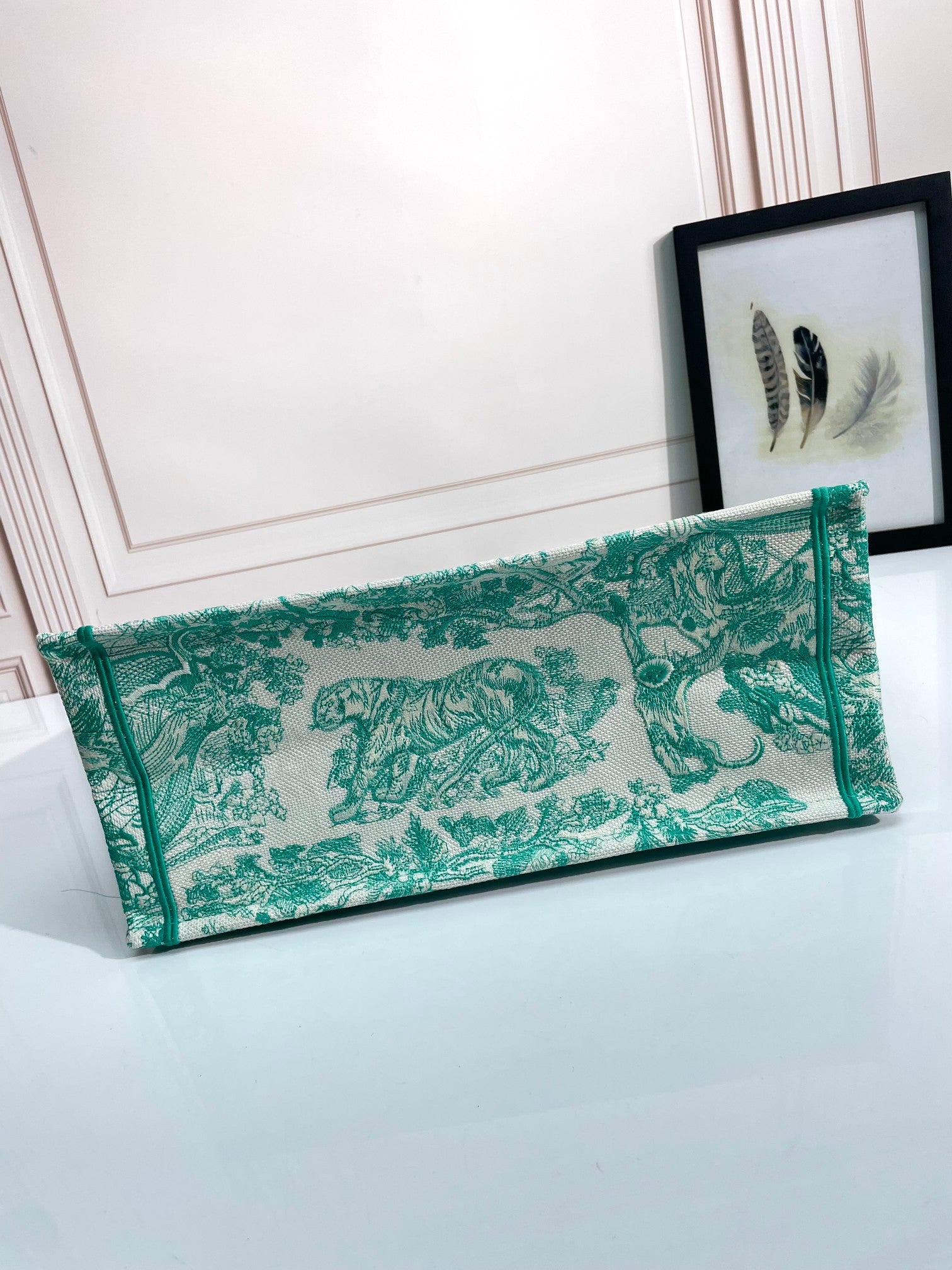 Christian Dior Green Toile de Jouy Book Tote Bag