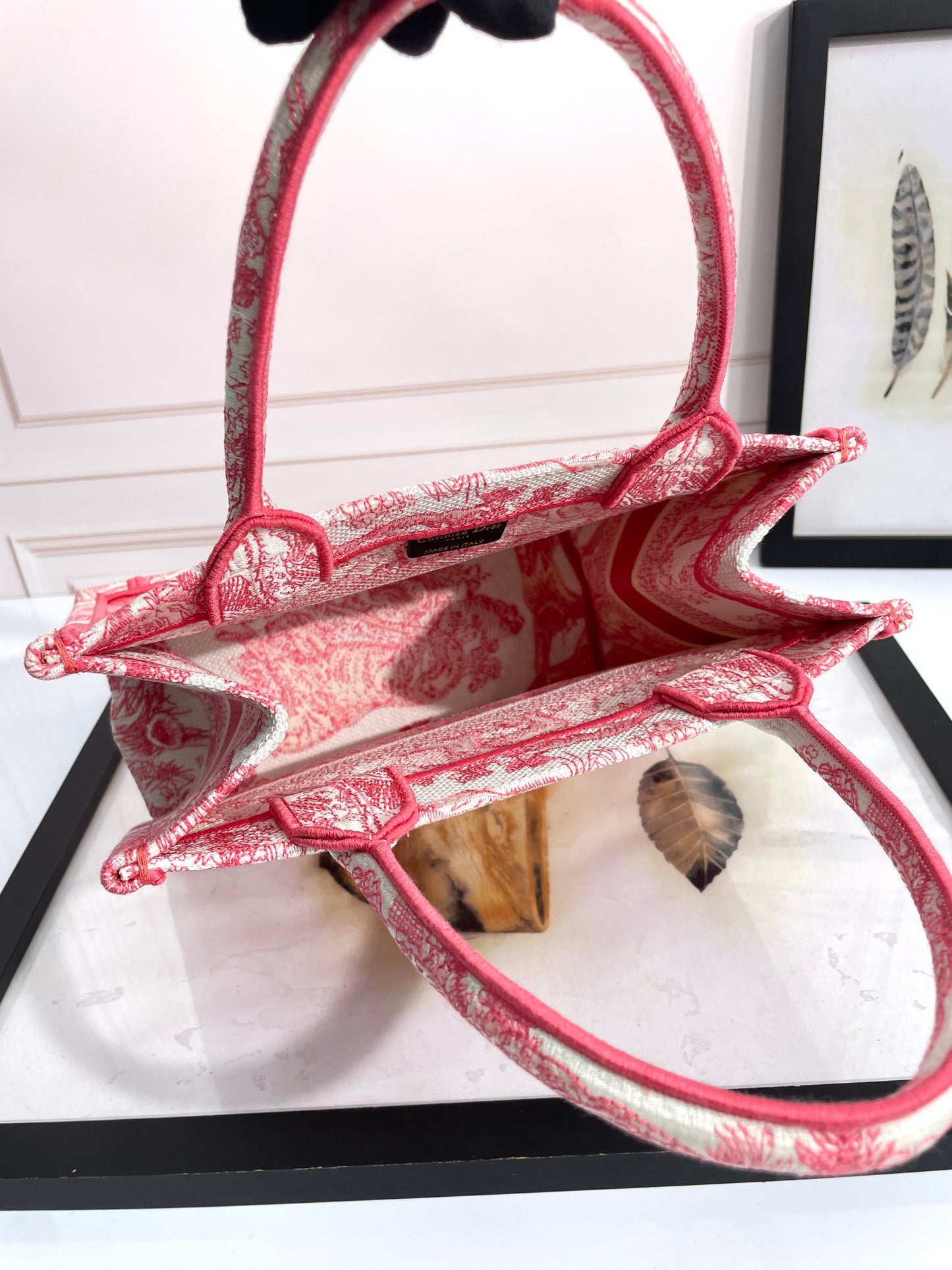 Christian Dior Medium Book Tote Pink Toile de Jouy Embroidery