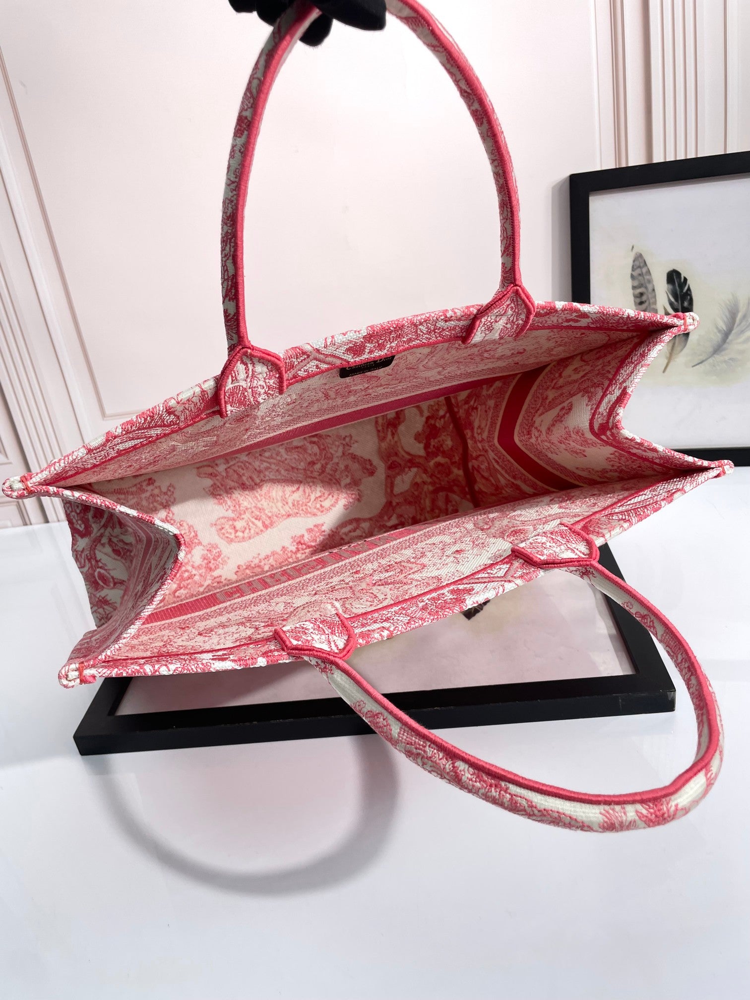Christian Dior Large Book Tote Bag - Pink Toile de Jouy Embroidery