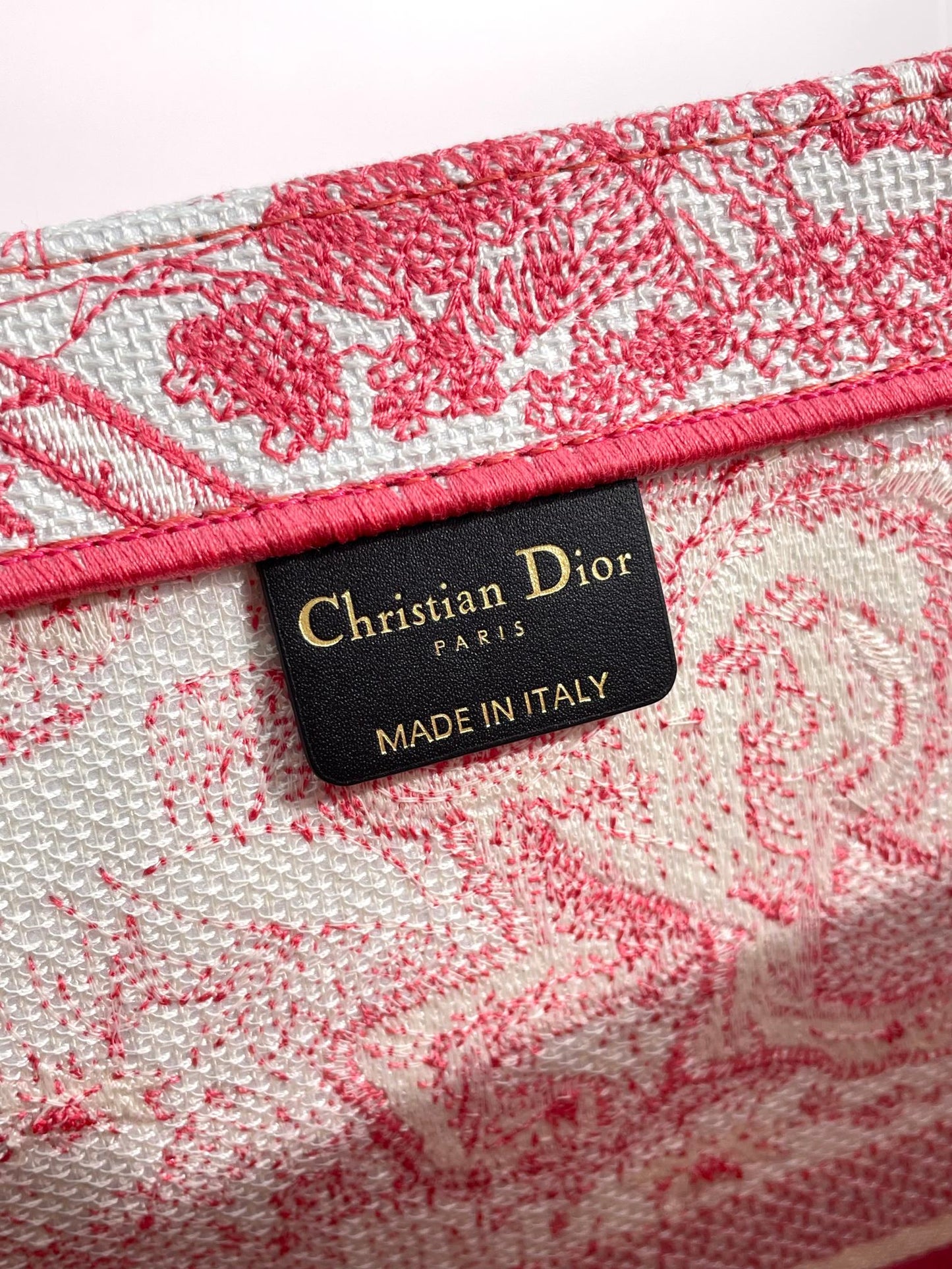 Christian Dior Medium Book Tote Red Toile de Jouy Embroidery
