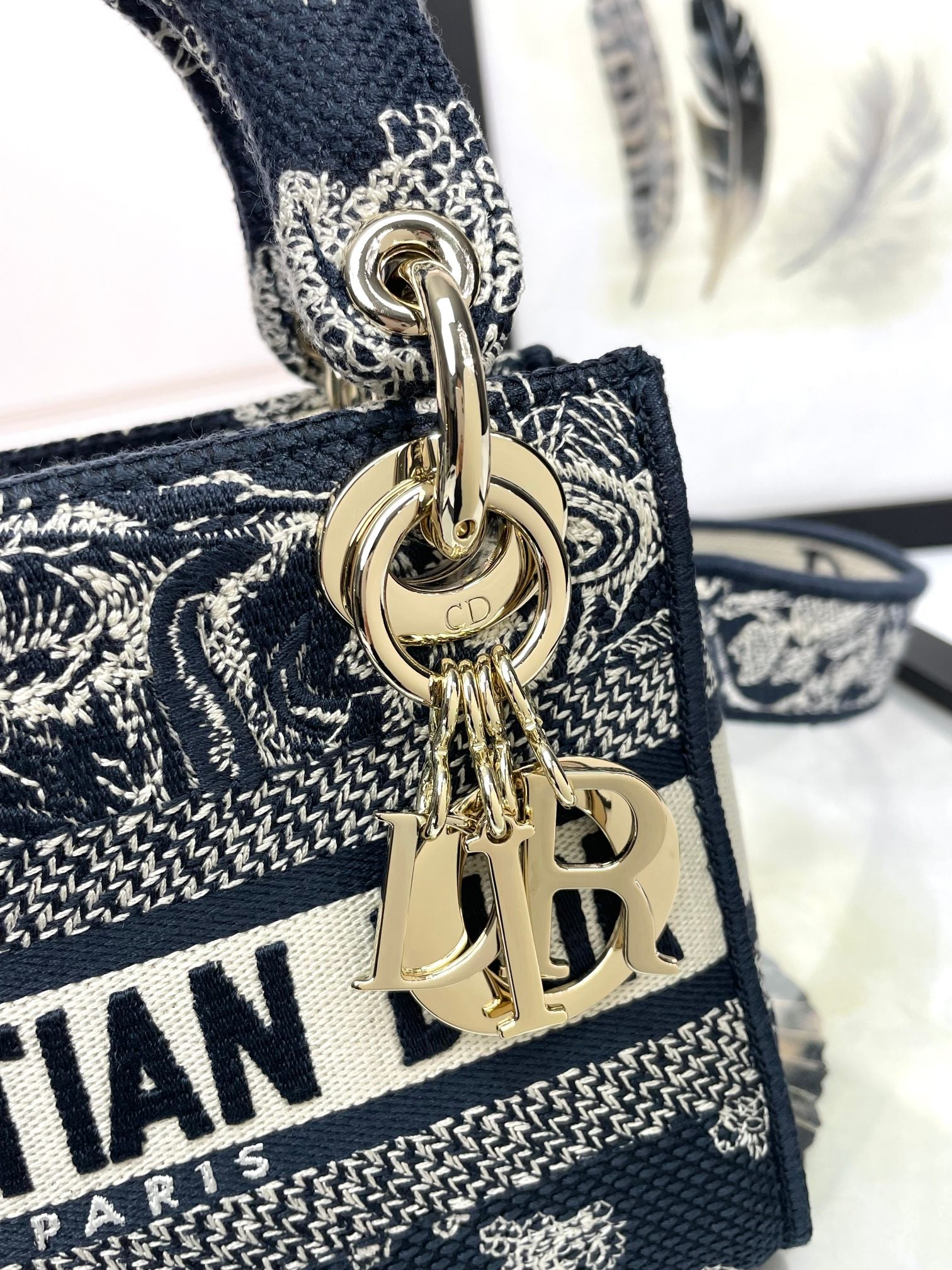 Christian Dior Mini Lady D-Lite Bag Blue Toile de Jouy Reverse Embroidery