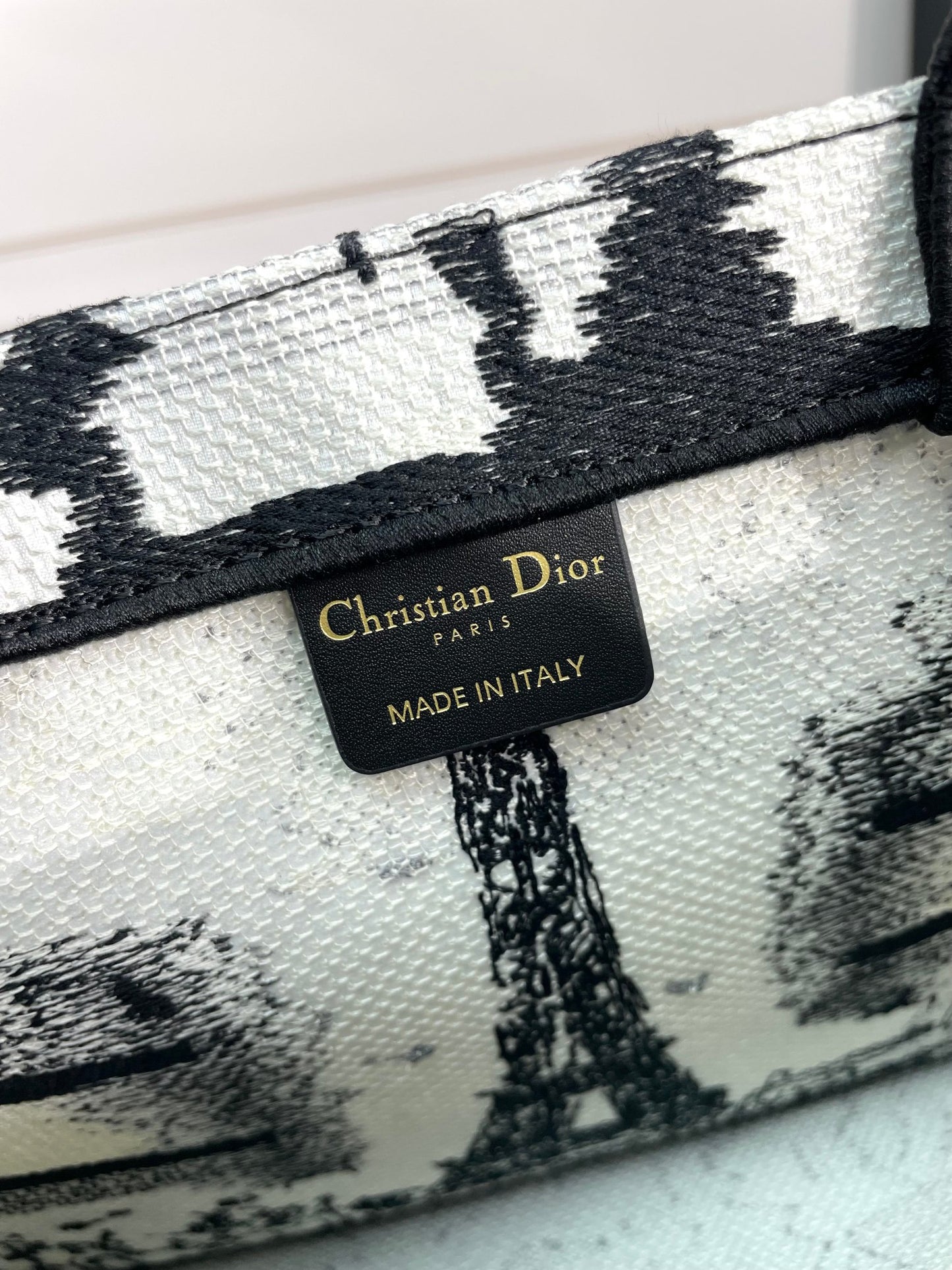 Christian Dior Plan de Paris Book Tote - Black and White Embroidered Canvas