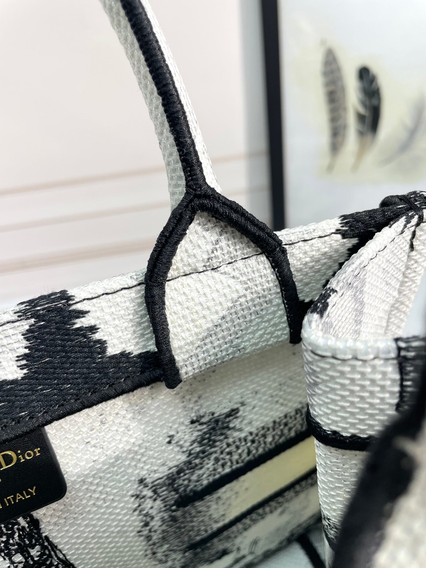 Christian Dior Medium Book Tote - Plan de Paris White and Black Embroidered Canvas