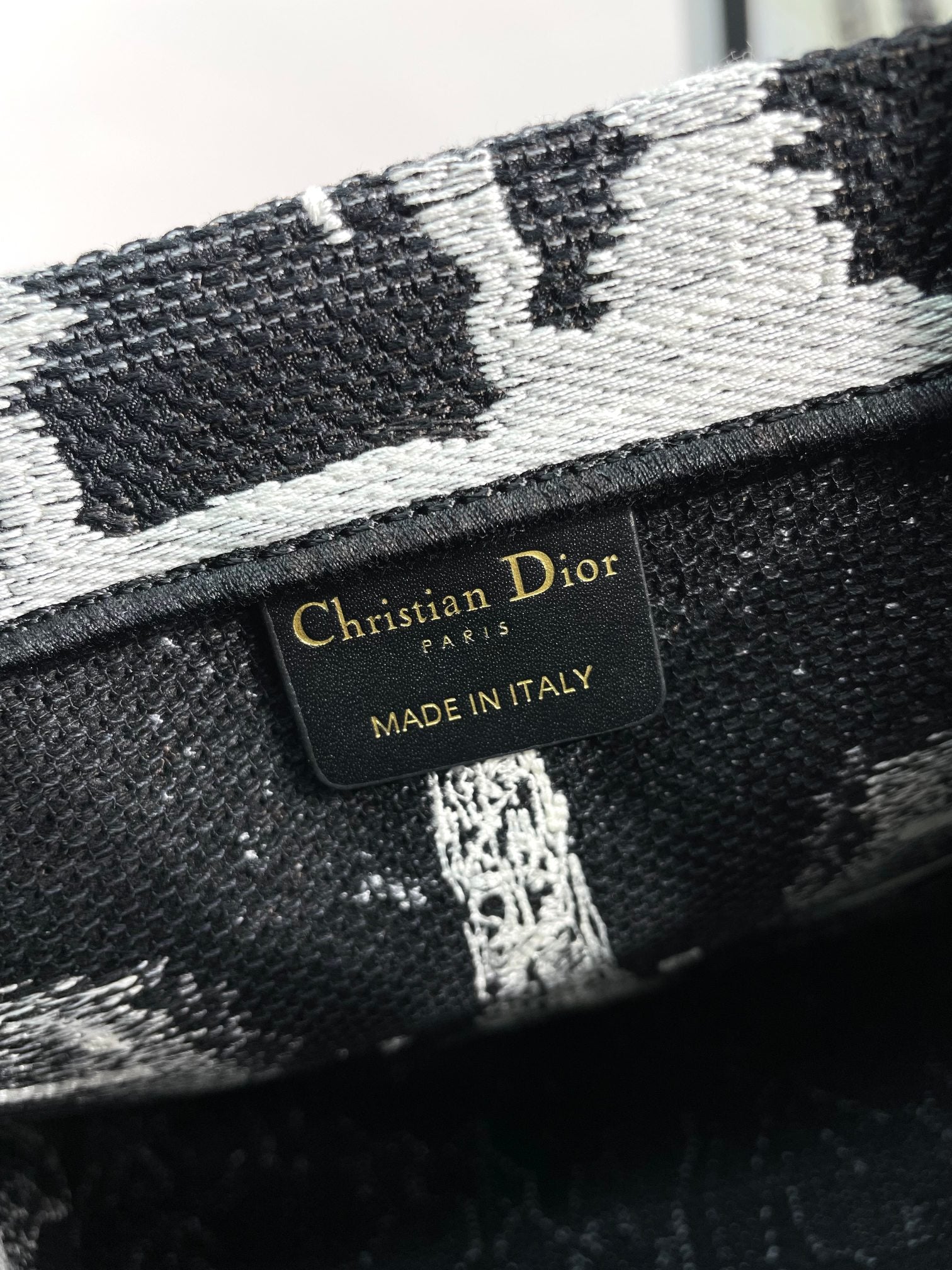 Christian Dior Medium Book Tote Bag - Black and White Plan de Paris Embroidery