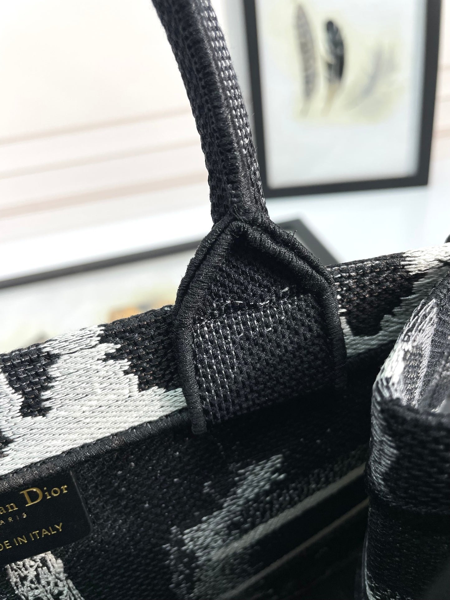 Christian Dior Book Tote Bag - Paris Print Canvas Tote - Black and White