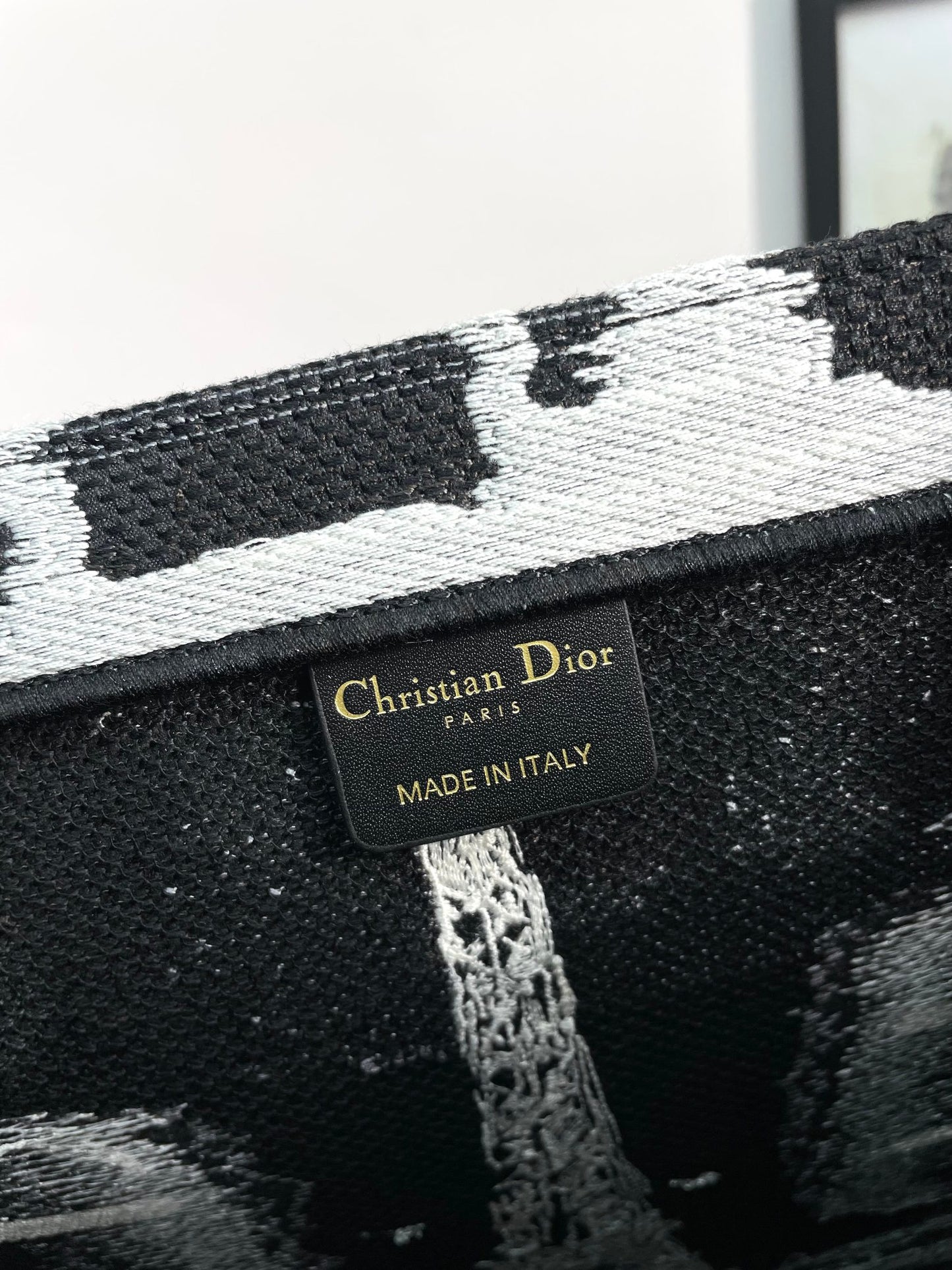 Christian Dior Book Tote Bag - Paris Print Canvas Tote - Black and White
