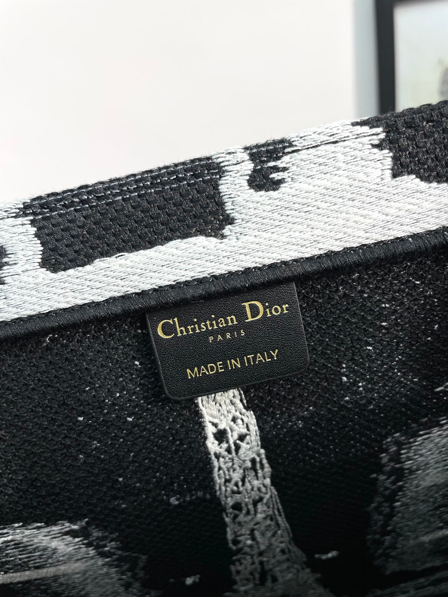 Christian Dior Book Tote Bag - Paris Print Canvas Tote - Black and White