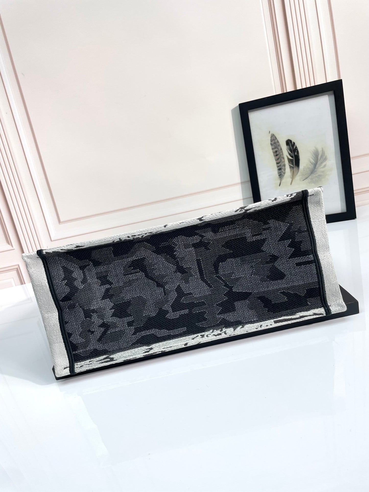 Christian Dior Large Book Tote Bag - Plan de Paris Motif - Black and White Embroidered Canvas